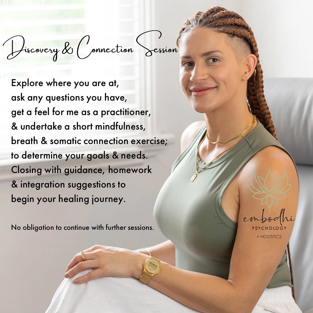 To book a Discovery &amp; Connection session please DM or contact me via my website linked in bio&nbsp;📧

* 30 minutes for $50. Telehealth only (no rebates apply).
* An introductory chat for a brief history of your concerns, challenges, trauma, stre