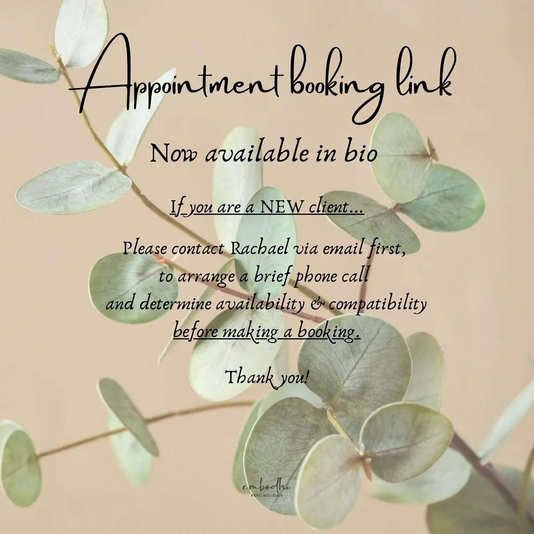 Appointment Booking Link Now in LinkTr.ee in Bio. If you are a NEW client... Please contact Rachael via email first, to arrange a brief phone call and determine availability &amp; compatibility before making a booking. Thank you! 🌿