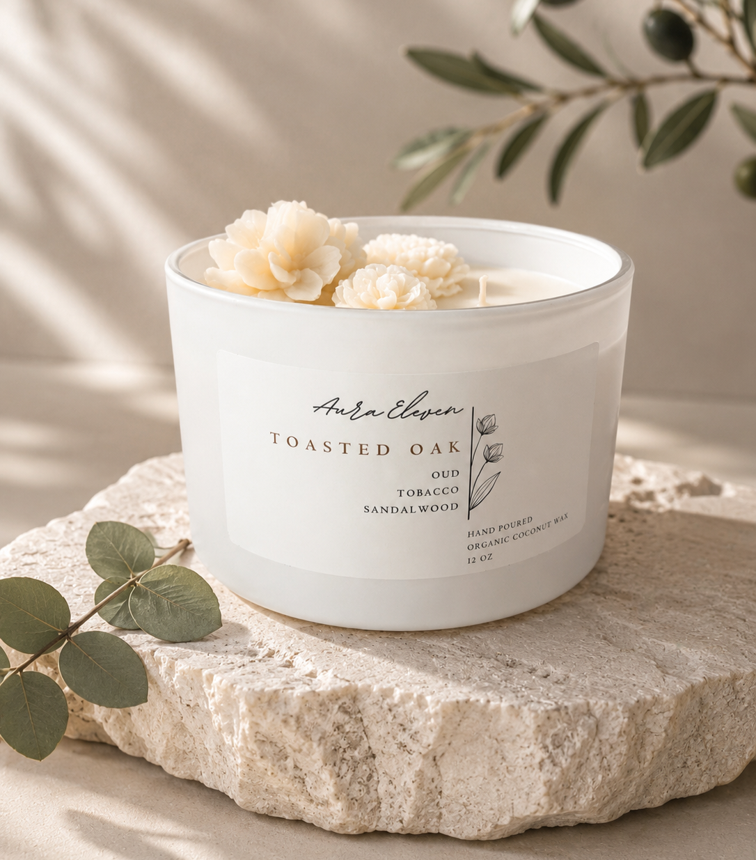 Toasted Oak floral candle