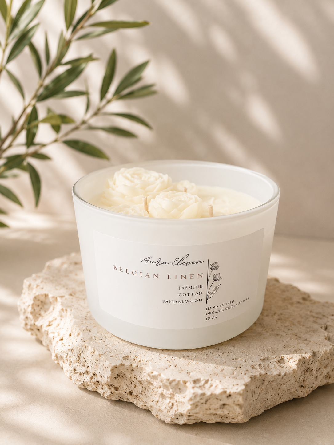 Belgian Linen floral candle