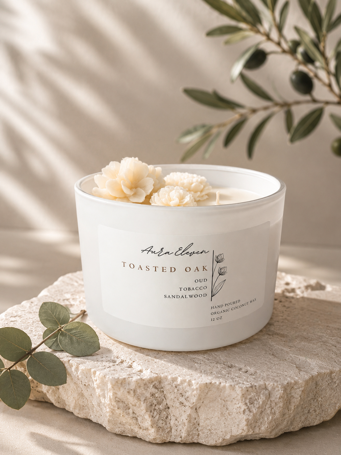 Toasted Oak floral candle