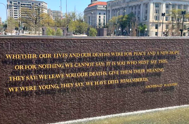 Moving WWI memorial opens near the Mall reminding us: remember the past