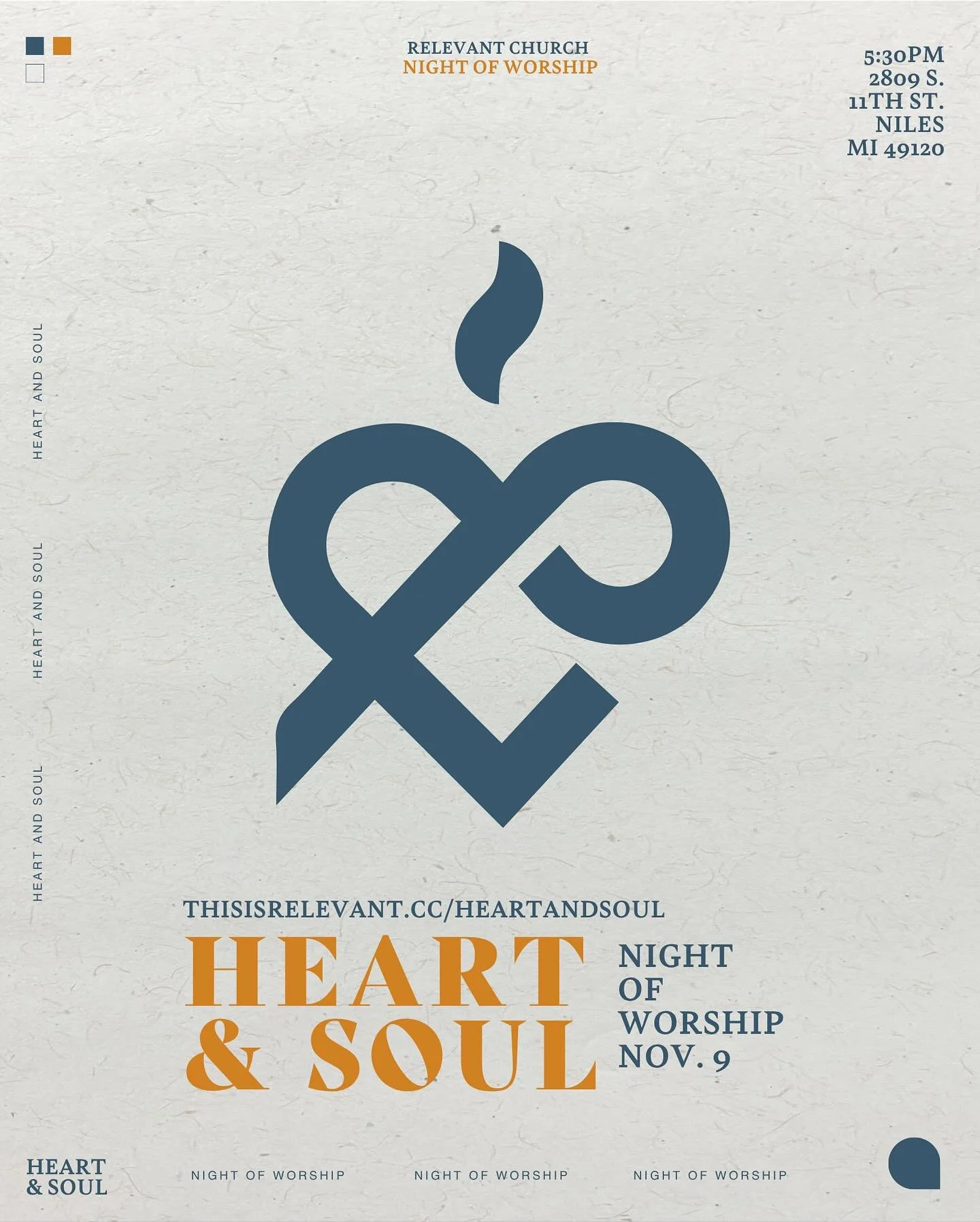 Mark your calendars 📆
This is your invite to join us for Heart & Soul happening on November 9th at 5:30p
Can’t wait to see you there!
📆 November 9th
⌚️ 5:30p
📍 Relevant Church