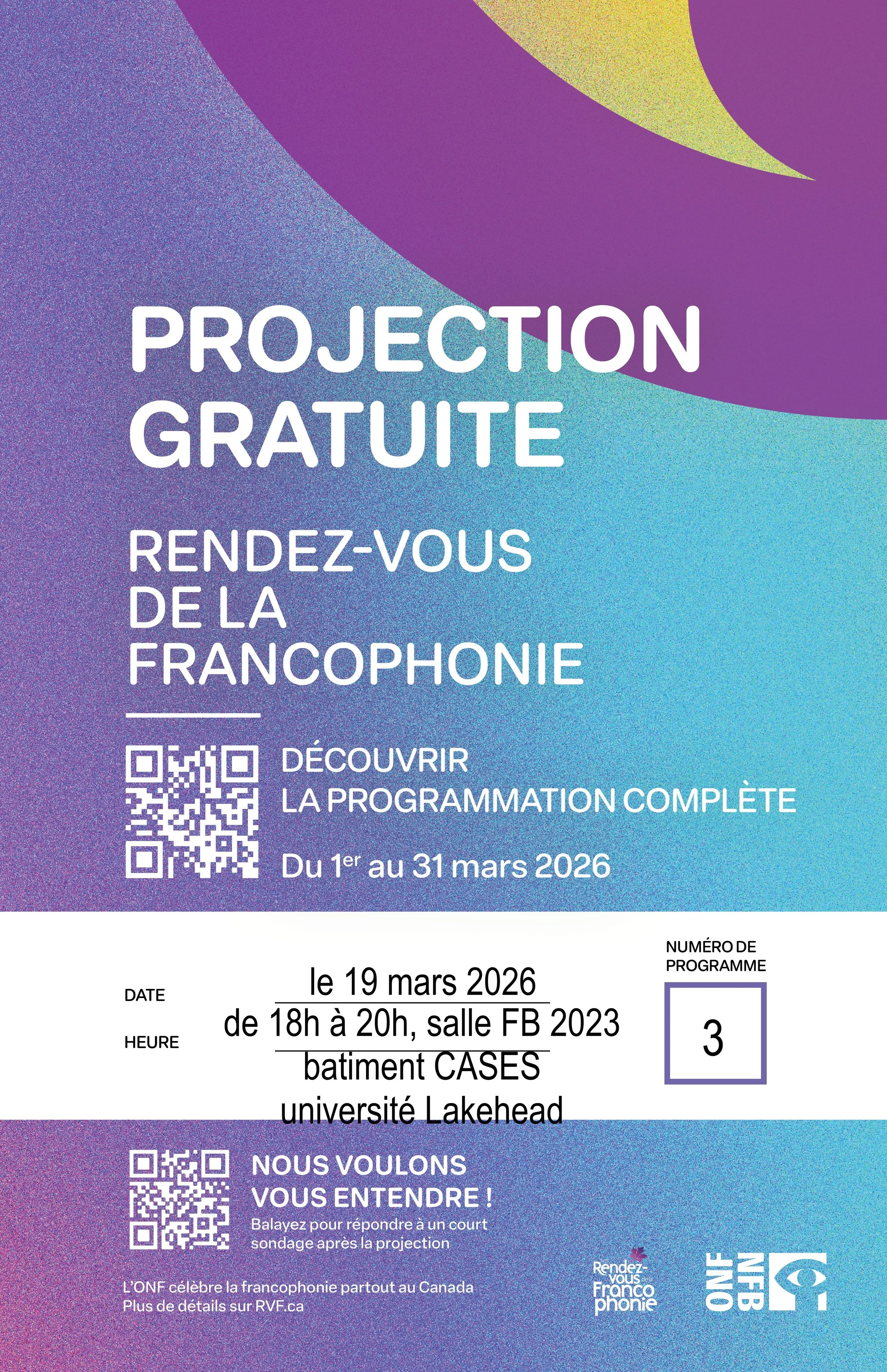 Projection gratuite - Rendez-Vous de la Francophonie
