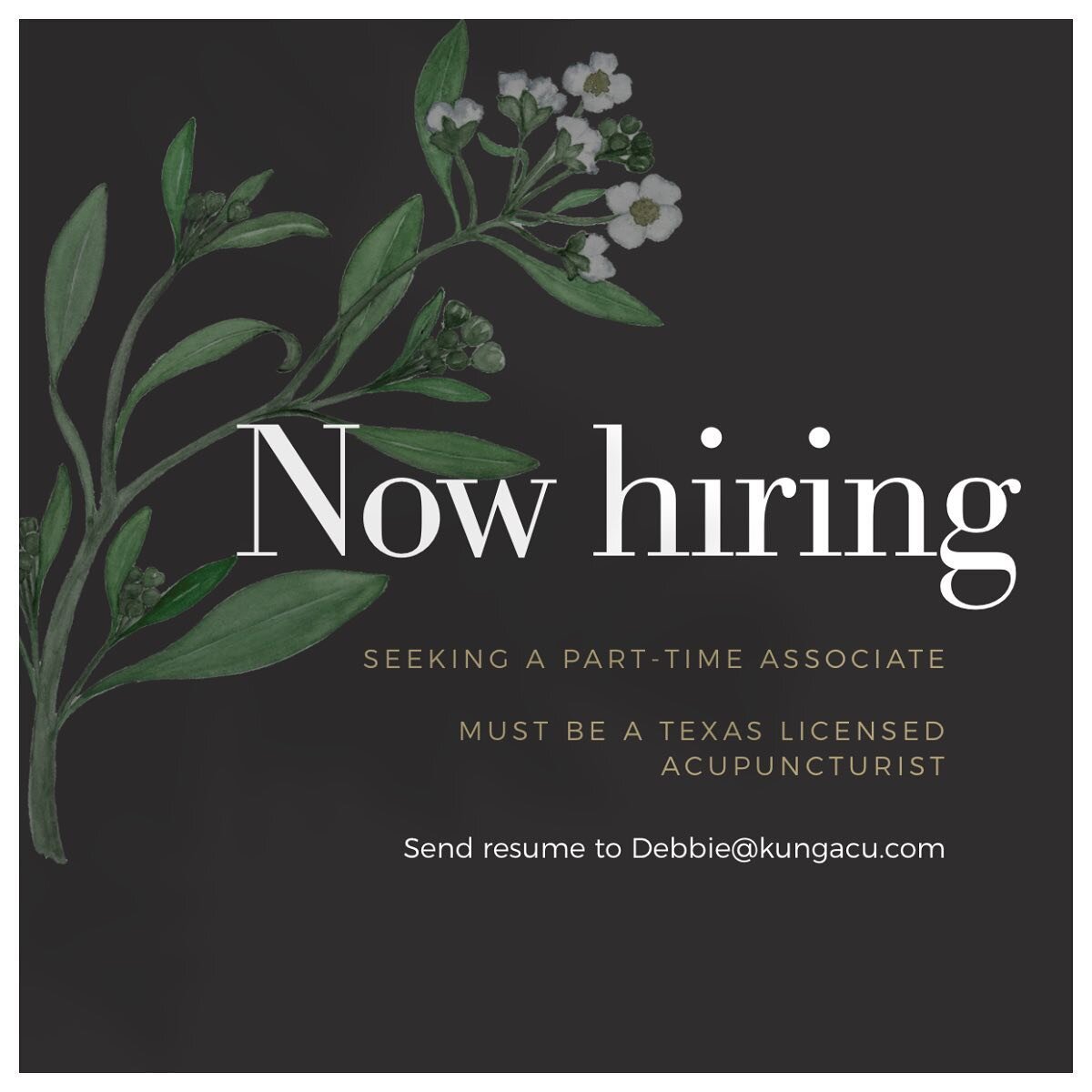 We are growing and looking for a kind, self-motivated TX Licensed Acupuncturist to join our team! 🥳

Please send Inquires/resume to debbie@kungacu.com 🫶🏽