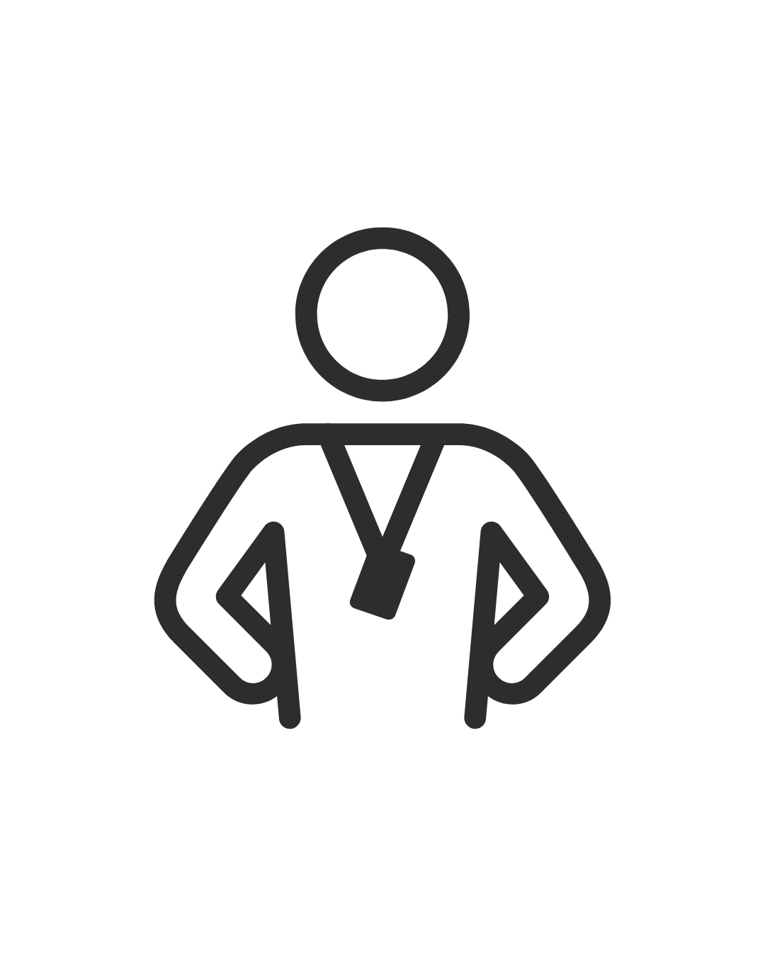 Line drawing of a coach with a whistle around their neck, with hands on hips.