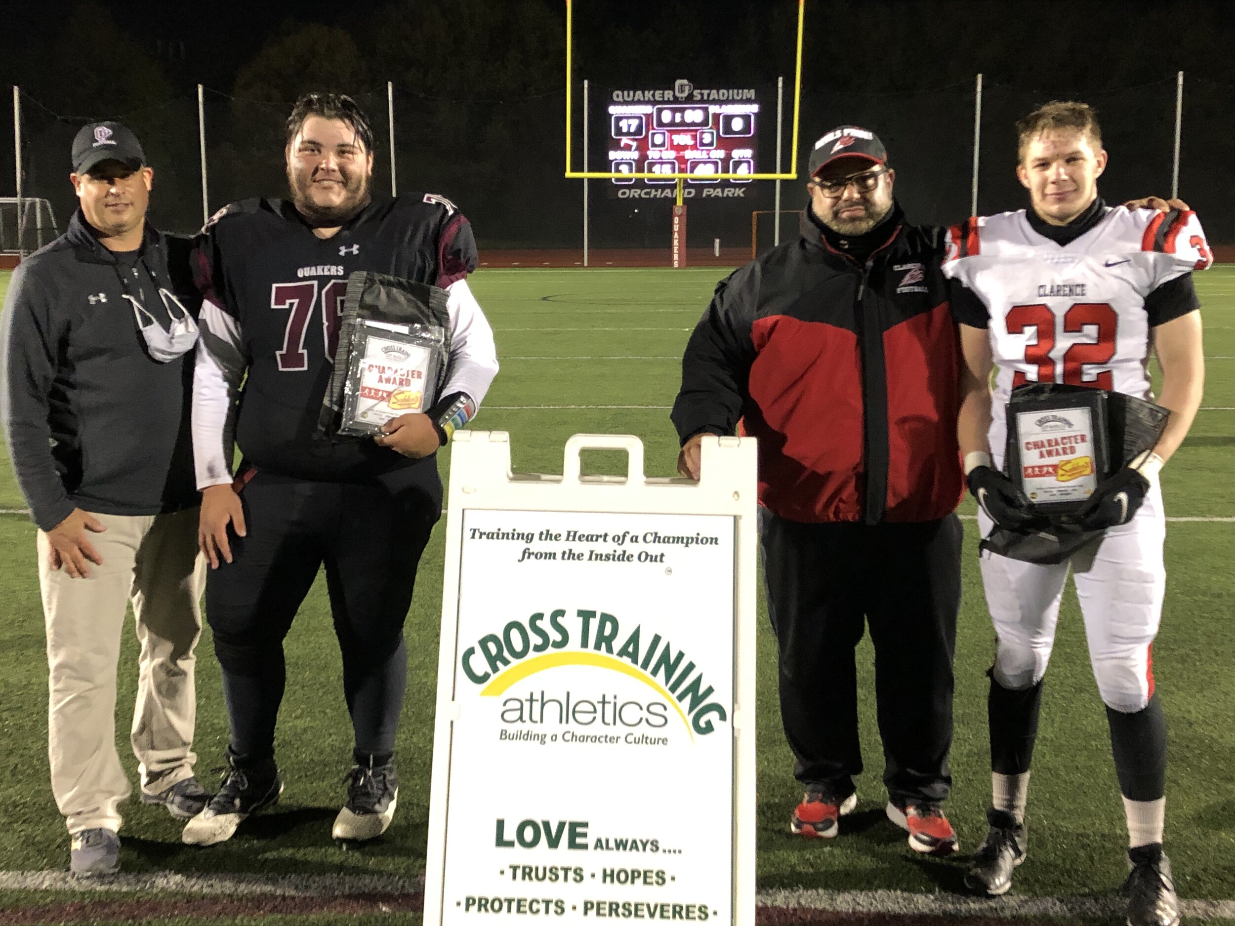Photo Left (#78 Chris Smith |12|OL/DL - Orchard Park), Photo Right (#35 Ethan Strobele |12|RB/DE - Clarence)