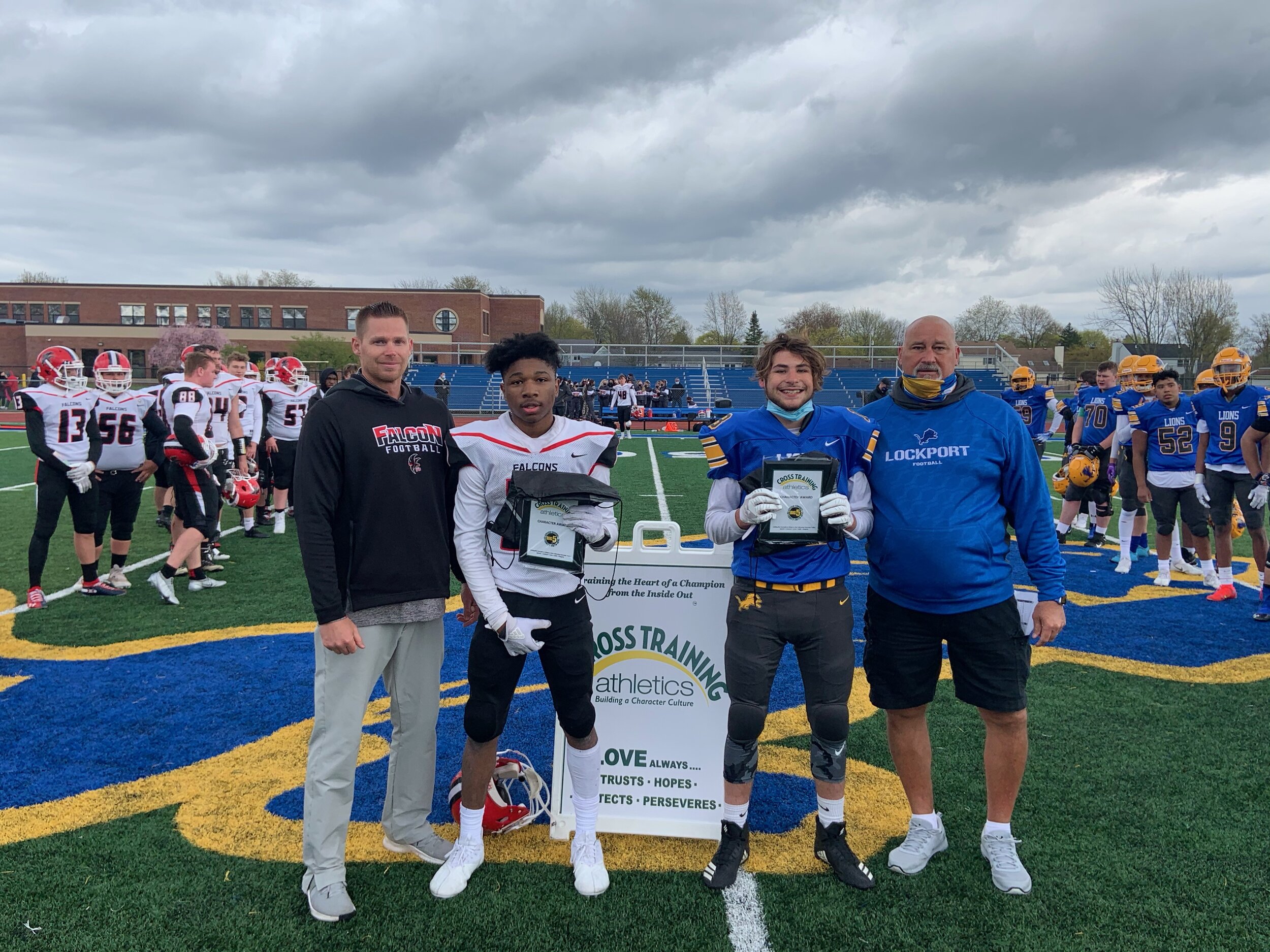 Photo Left (#21 Jayden Baker |11|RB/DB - Niagara-Wheatfield), Photo Right (#18 Travis Keen |11|WR/DB - Lockport)