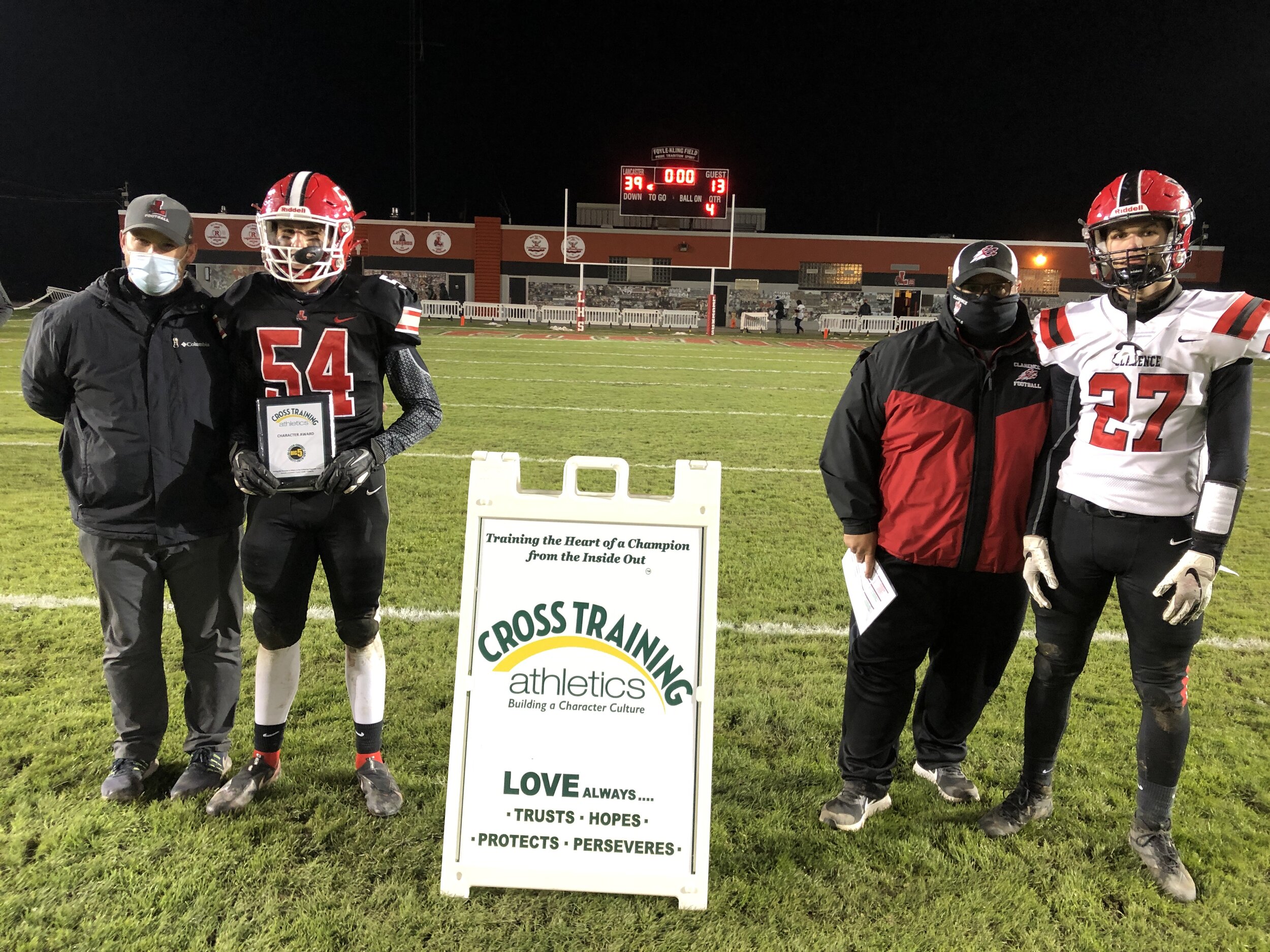Photo Left (#54 Josh Jelonek |12|DL - Lancaster), Photo Right (#21 James Brooks |12|WR/LB - Clarence)