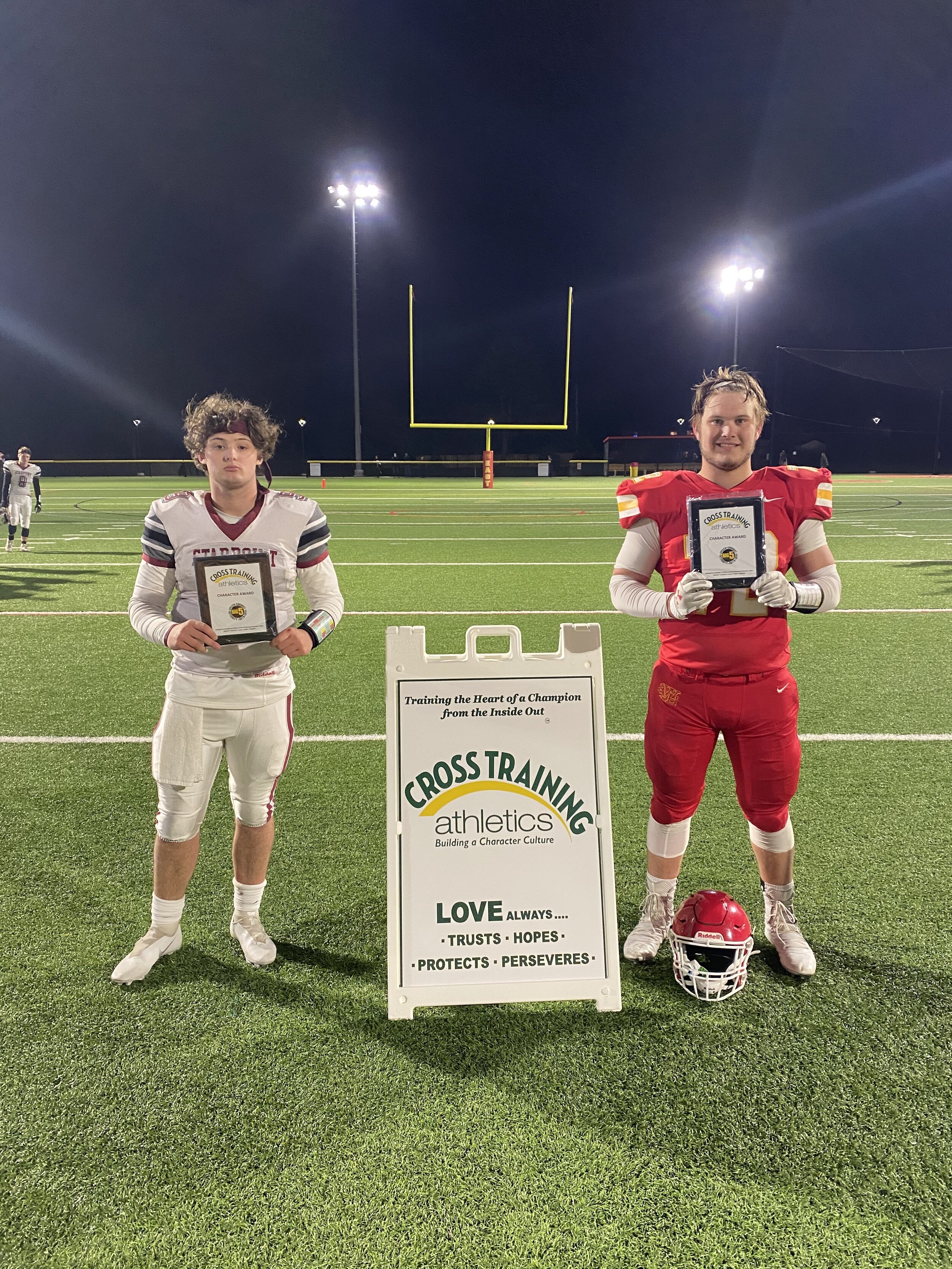 Photo Left (#9 Carson Marcus |11|QB - Starpoint), Photo Right (#72 Danny Cannon |12|OL/DL - Williamsville East)