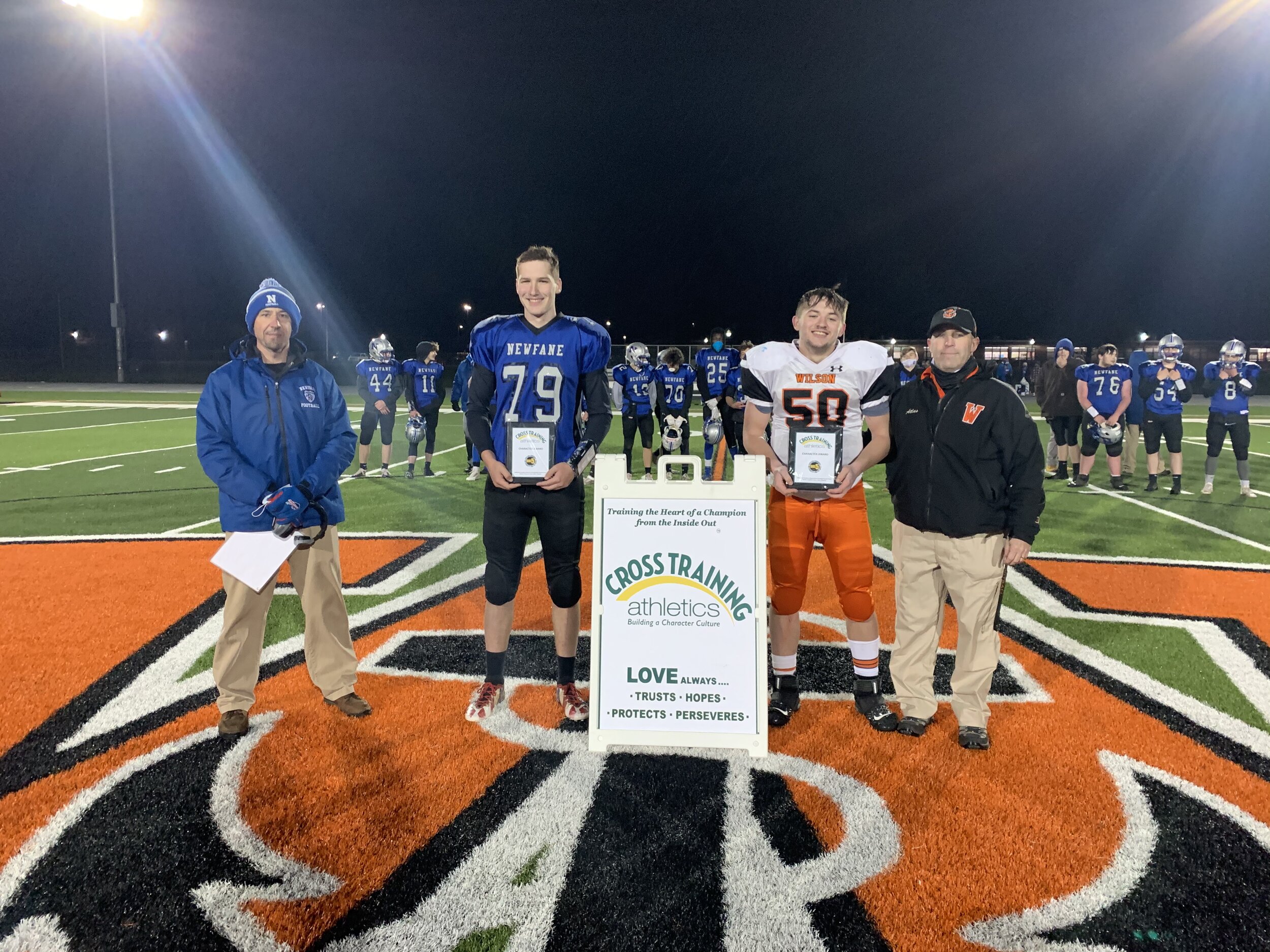 Photo Left (#79 Michael Carmer |12|OL/DL - Newfane), Photo Right (#50 Benjamin Mahar |12|L/E - Wilson)