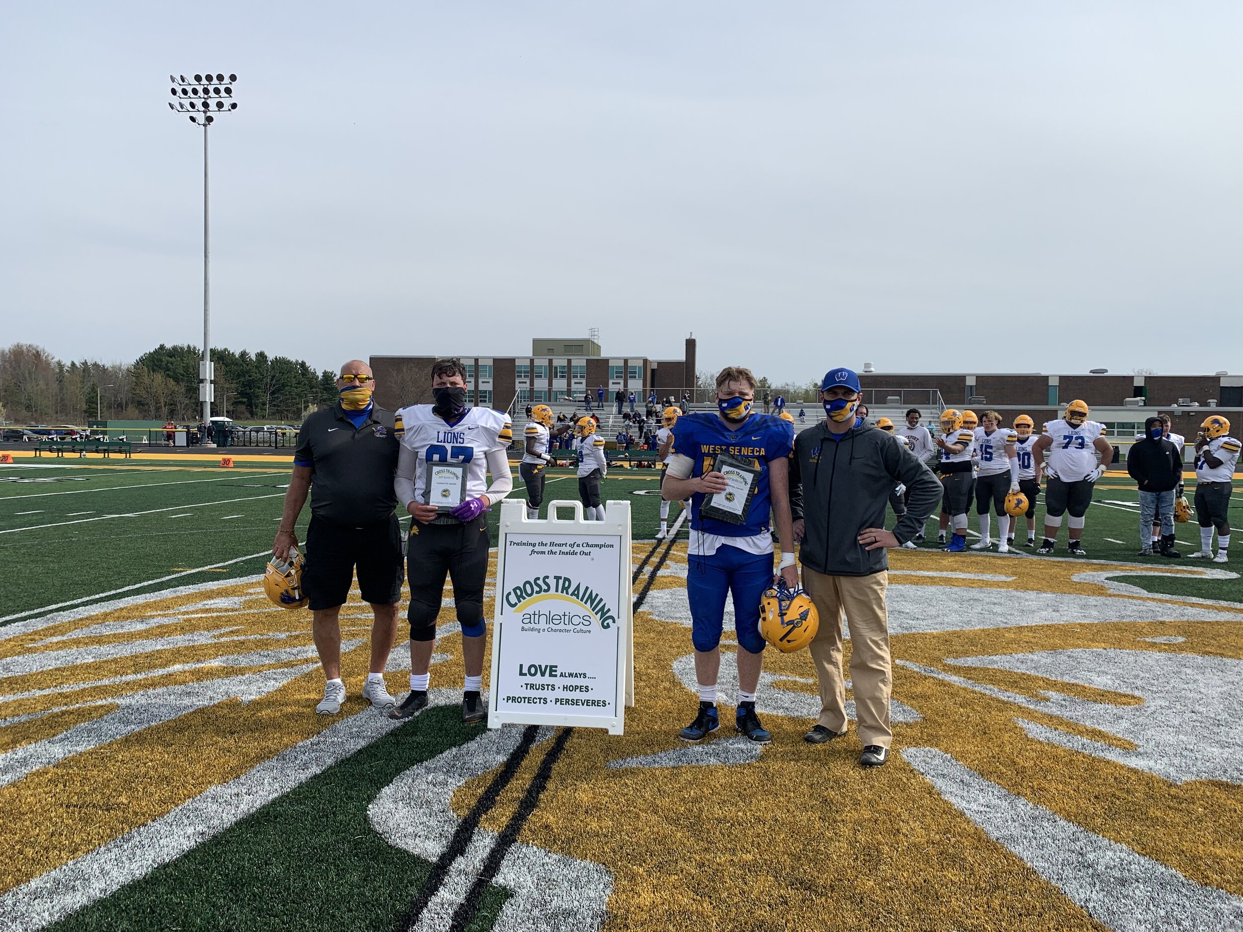 Photo Left (#87 Logan Wendt |11|WR/LB - Lockport), Photo Right (#52 Devin Dulinawka |12|OL/DE - West Seneca West)