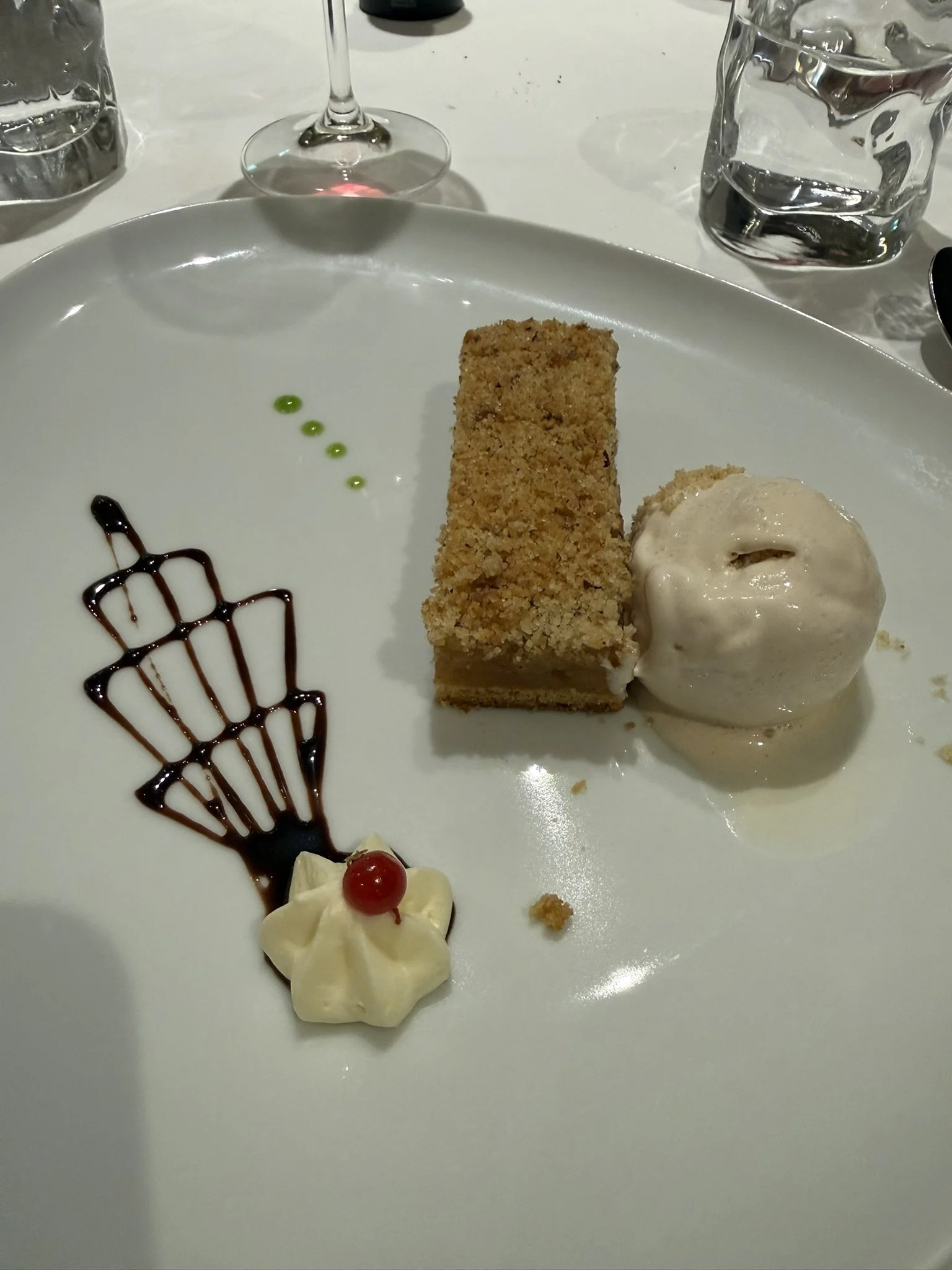 Dessert - Apple Crisp with Walnut Ice Cream