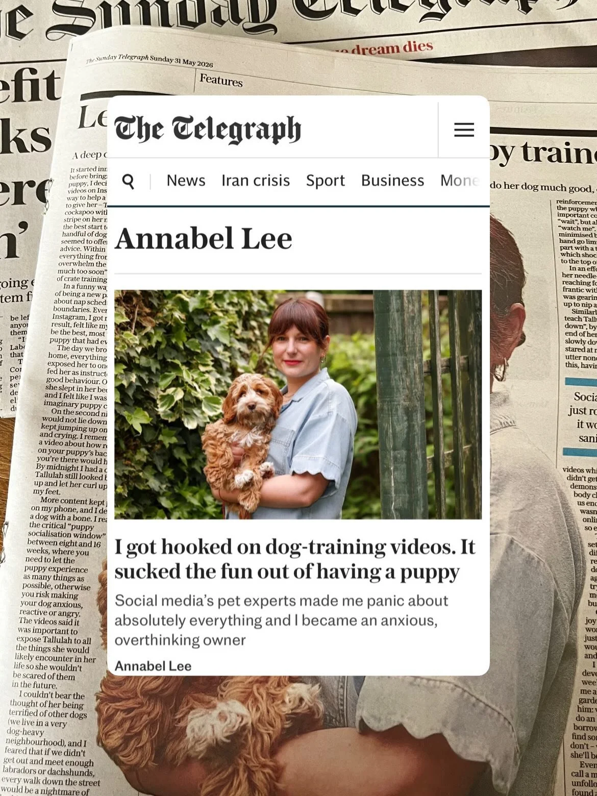 An absolute pleasure to be in The Sunday Telegraph this week writing about my two specialist subjects - puppies and Instagram - and why after deep diving the dog training algorithm over the last few months, I&rsquo;m not sure they are always a great 