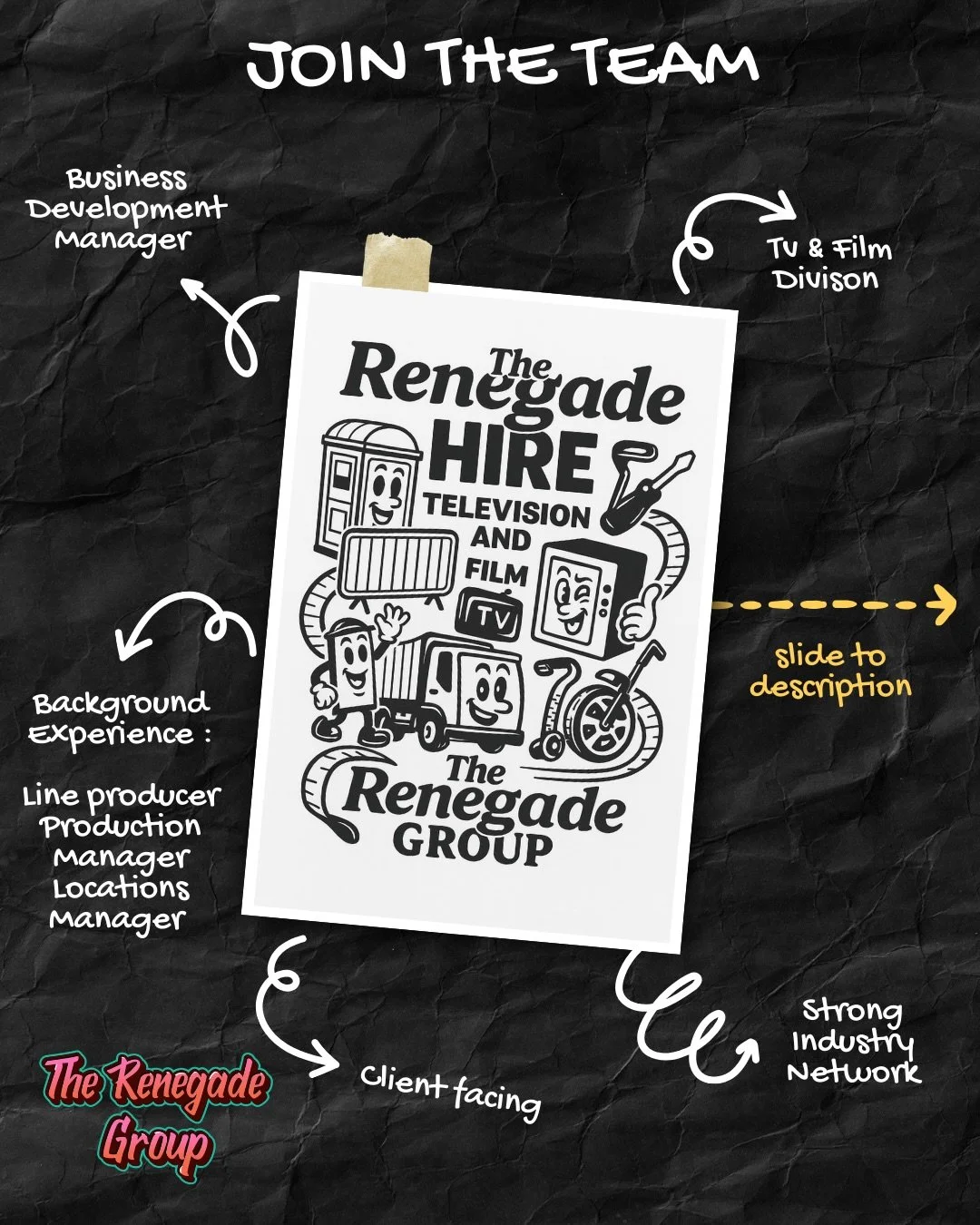 Freelance Opportunity &mdash; Business Development Manager (TV &amp; Film)

The Renegade Group is hiring for our TV &amp; Film infrastructure division.
Freelance contract | Initial 6 months | Extension potential.

We specialise in location infrastruc