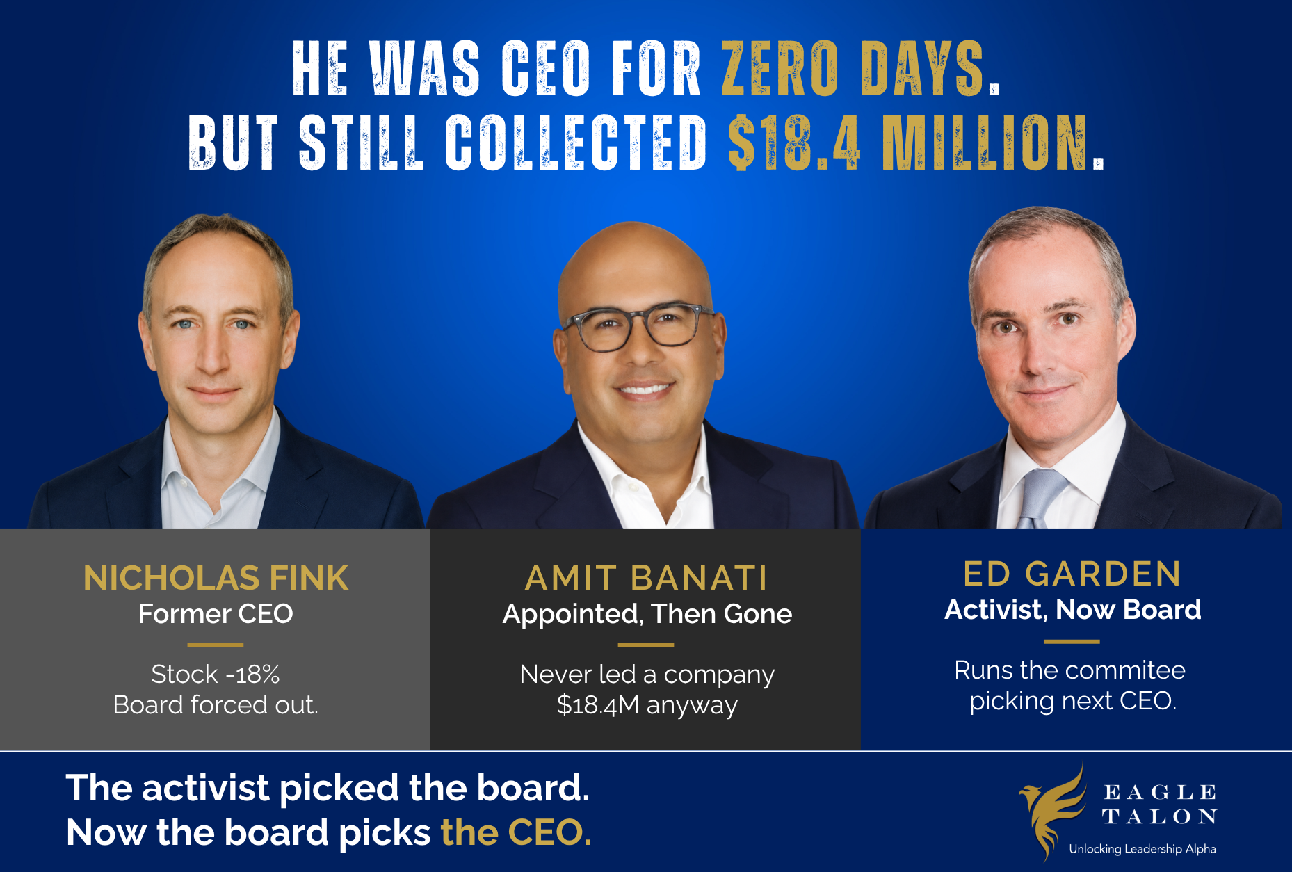 He was CEO for zero days. but still collected $18.4 million