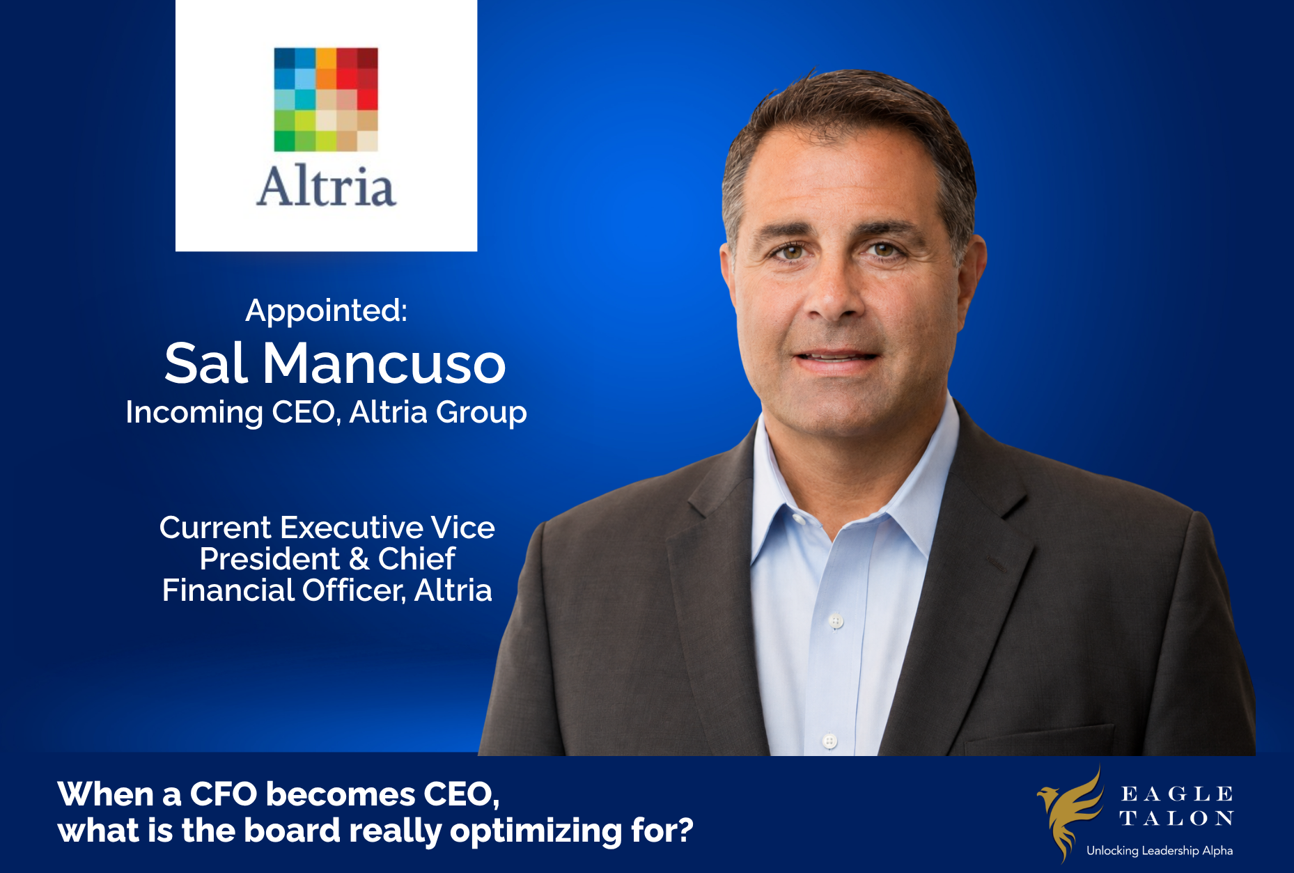 When a CFO Becomes CEO, the Board is usually sending a signal