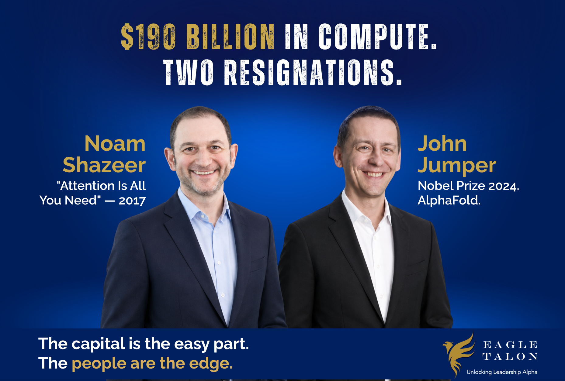 Two of Google's most important AI researchers left for rivals in a single week. Days later, Alphabet’s stock had its worst day in a year