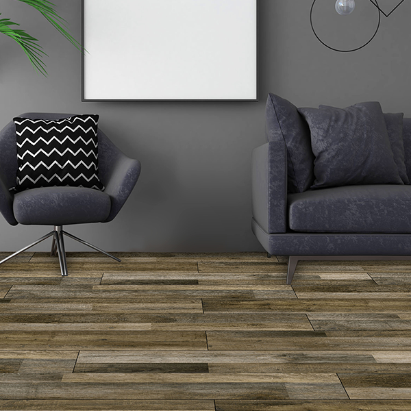 Floortress plank flooring, Forward colorway, in a seating area
