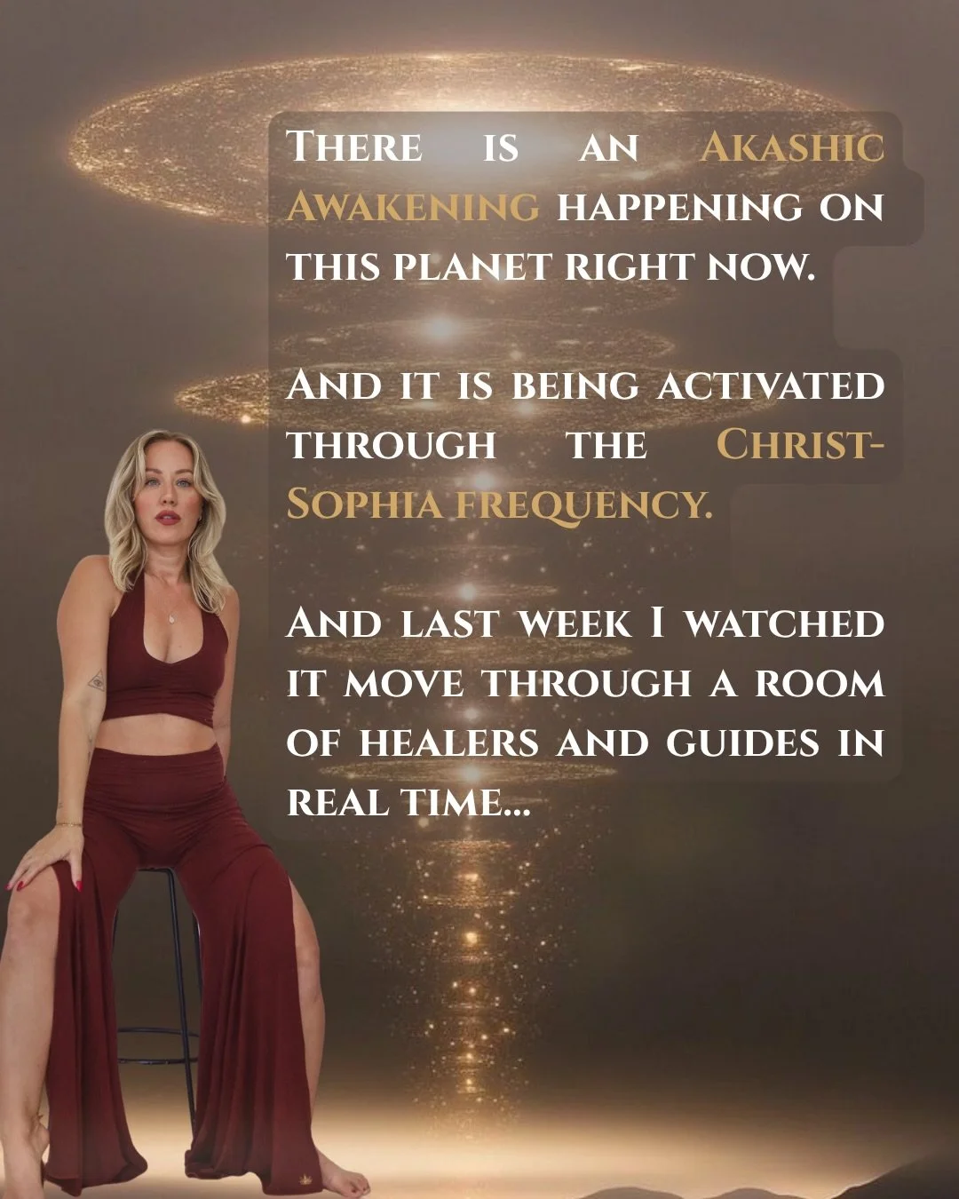 something shifted in the field last week.

I held space for a group of healers &amp; guides inside The Akashic Awakening &mdash; 3 days of live Christ-Sophia transmission and what moved through that room,  is still moving 🧬

bodies got lighter. chan
