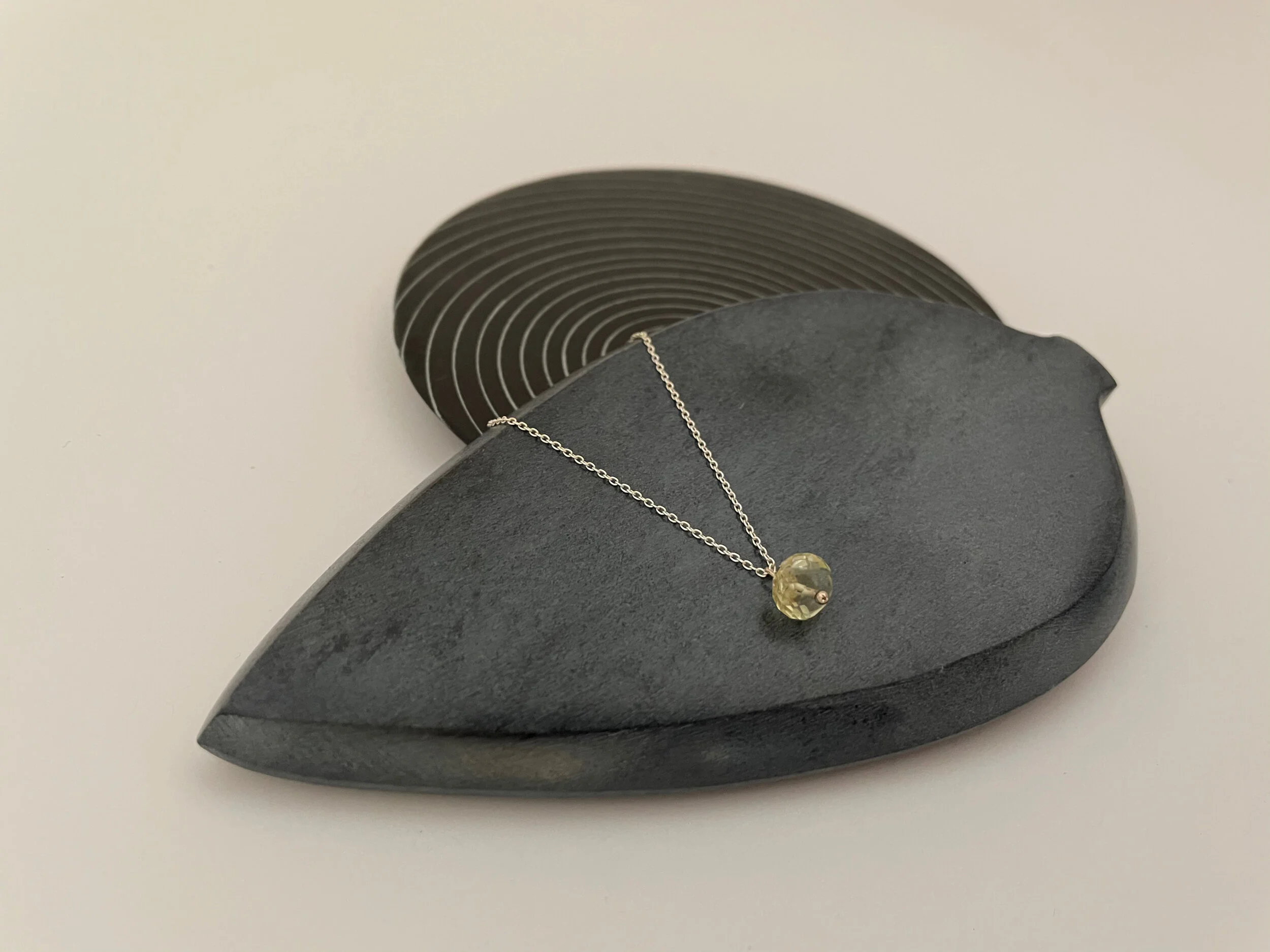 Lemon Droplet, Silver Necklace