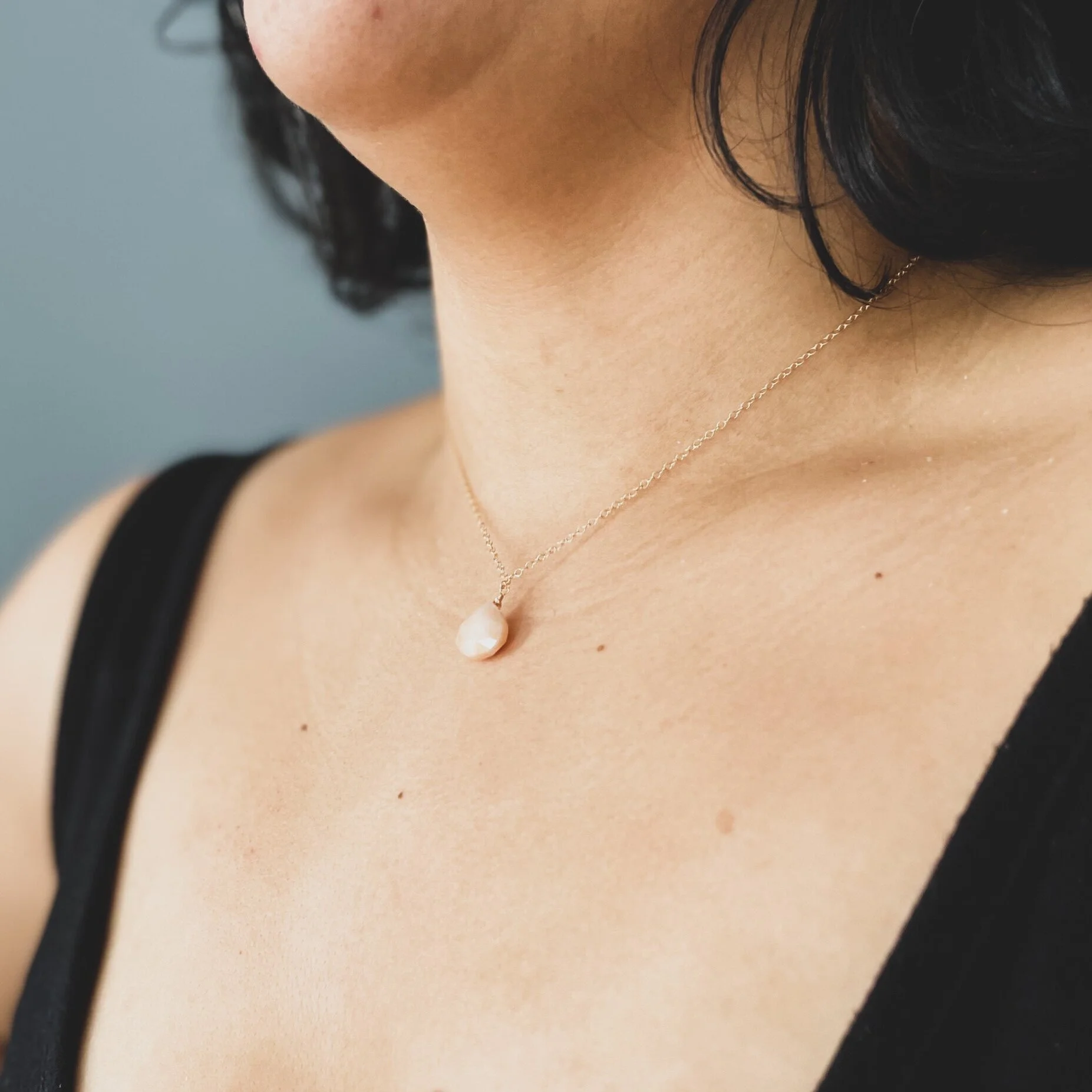 Pink Opal, Gold Chain
