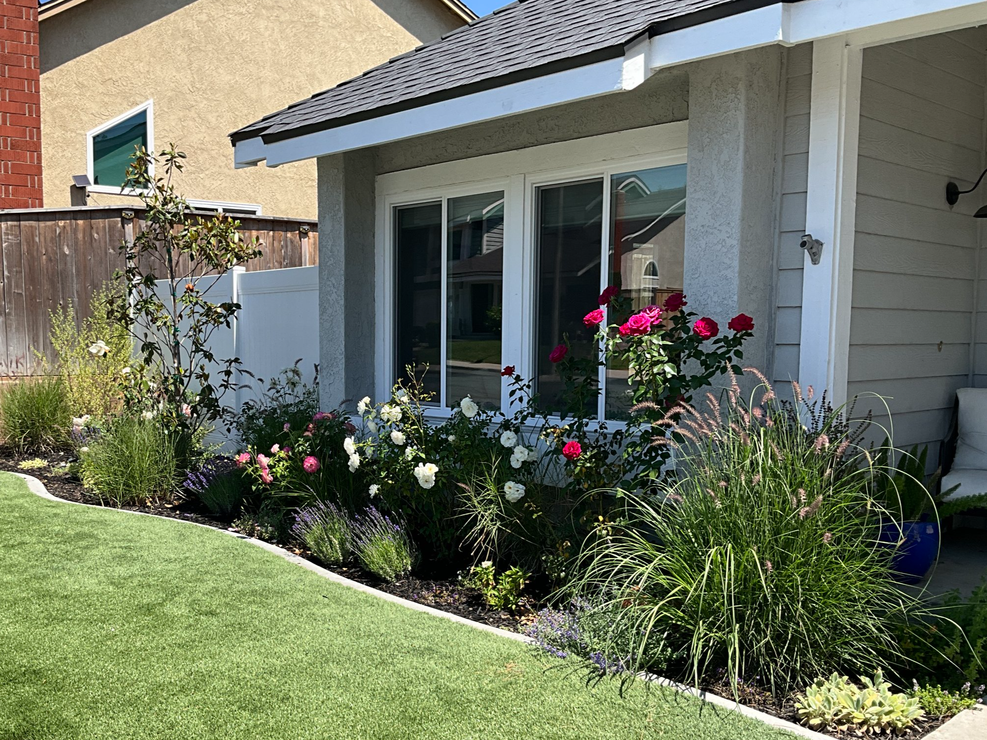 Mediterranean flower borders with edibles