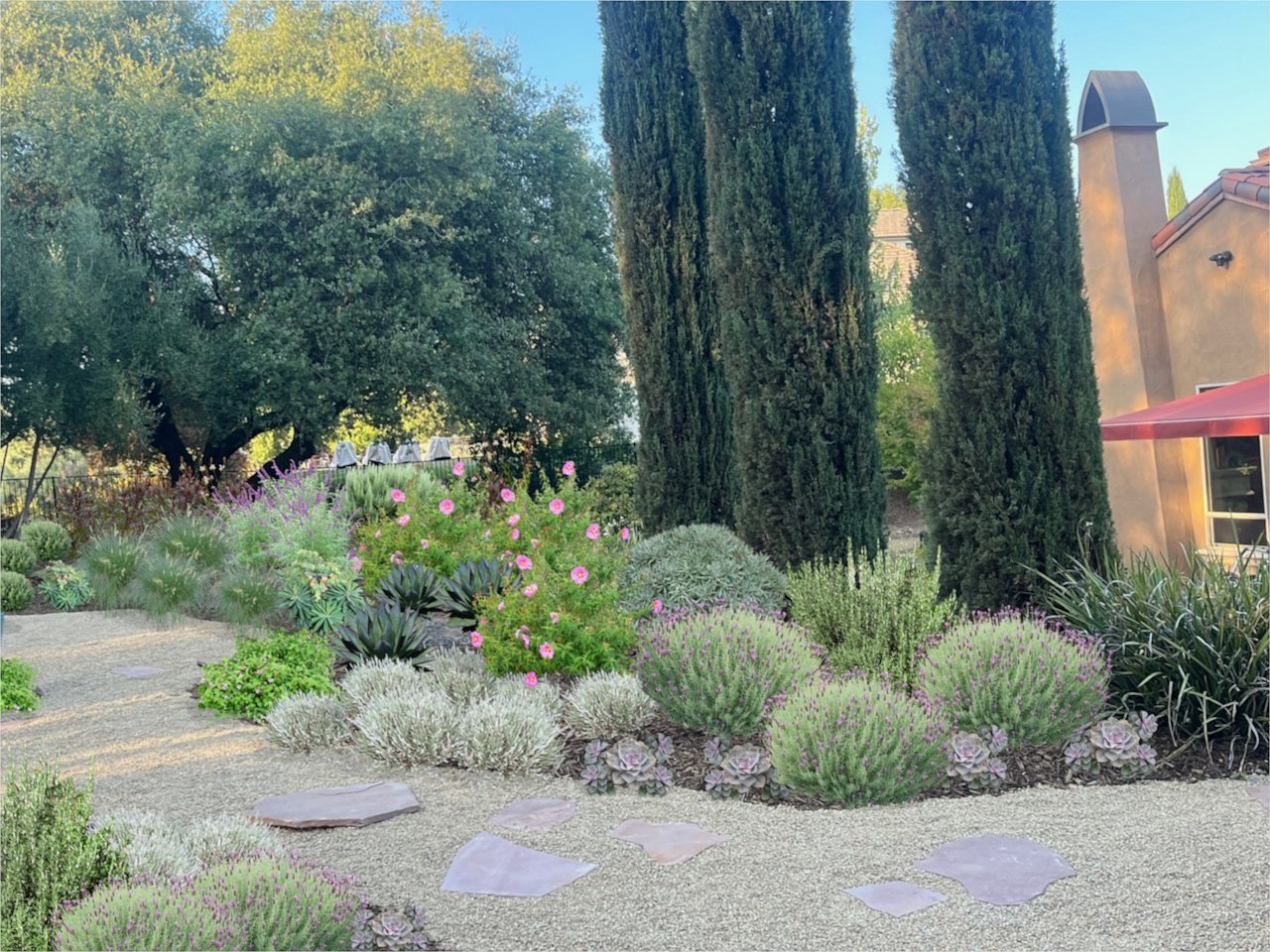 Concept collage of chosen design soft color Tuscan garden