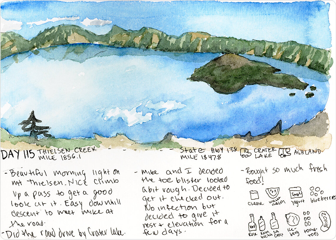 Watercolor Journal Containing Crater Lake
