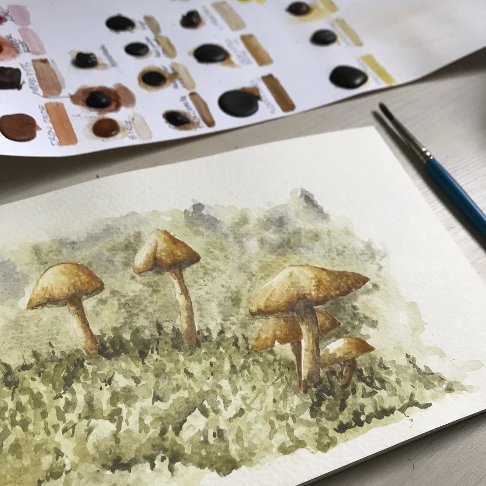 Mushroom Watercolor Painting