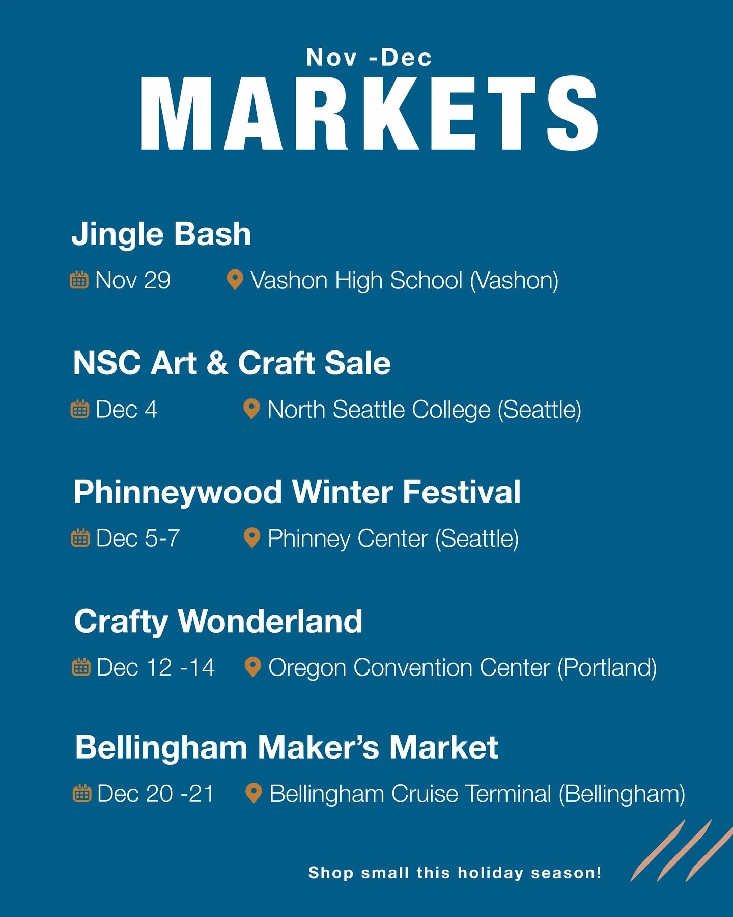 Holiday markets are upon us! I&rsquo;ll be at a few PNW shows. Stop by to chat (I LOVE chatting with y&rsquo;all) or to find a cute wildlife portrait, an illustrated maps, or handcrafted watercolor paint.