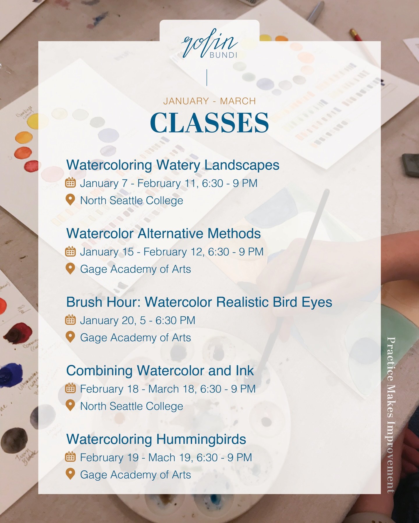 Looking to start something creative in the new year? I&rsquo;m excited to be teaching watercolor classes at @learnatnorth and @gageacademy. 🎨✨ Check out image and/or link in bio for class details.