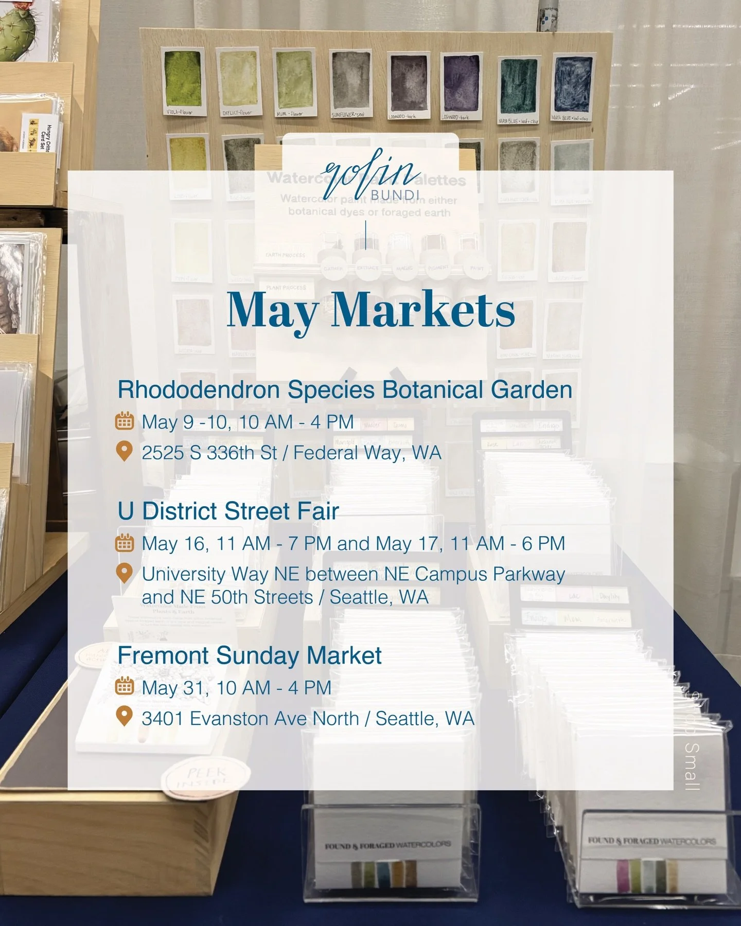 I am excited for May markets! I&rsquo;ll be at a new one (@rhodygarden) and I&rsquo;m excited to be back at @udstreetfair and @fremontsundaymarket.