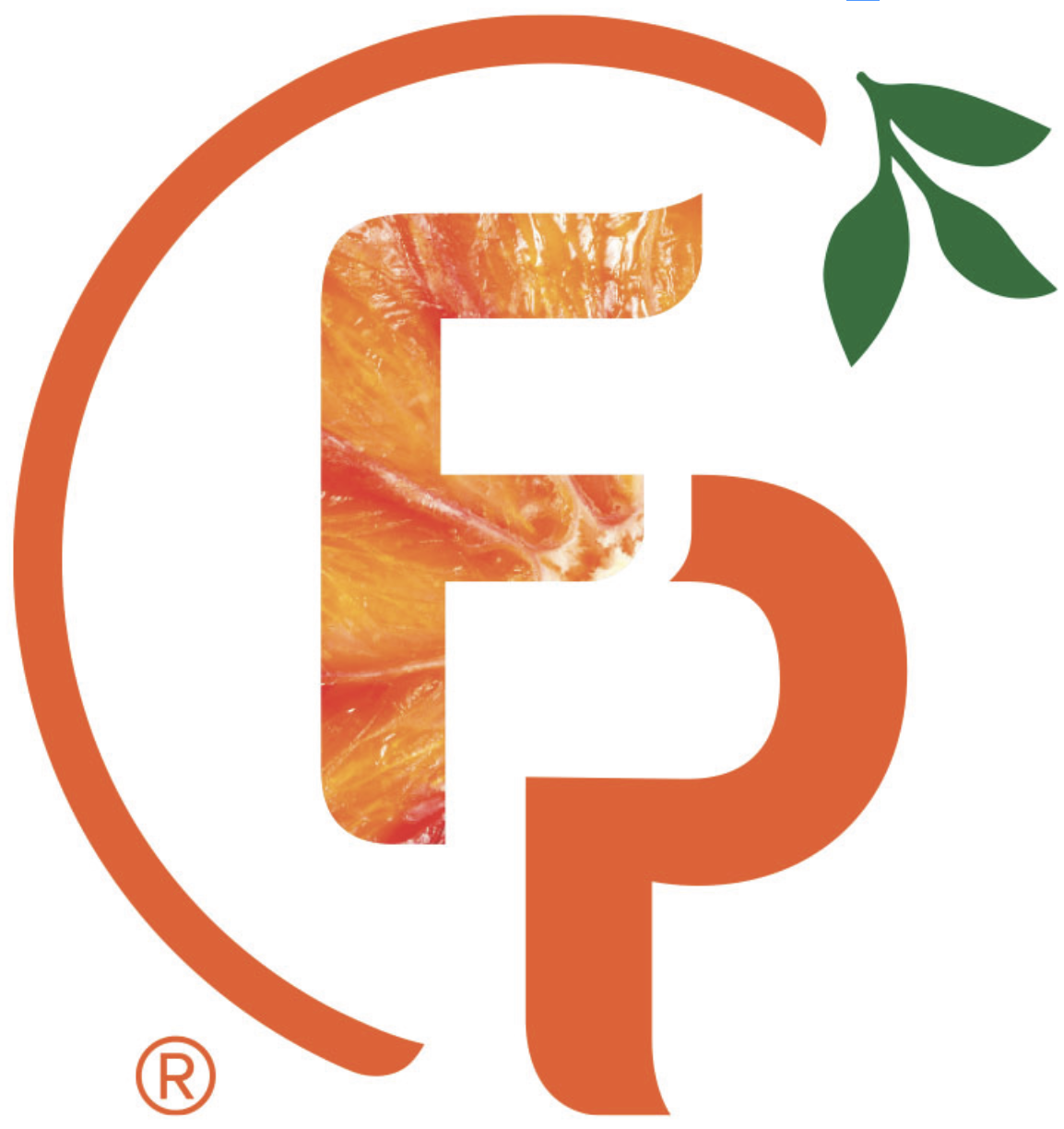 Flavor Producers - FP brand monogram graphic with citrus-inspired design element.