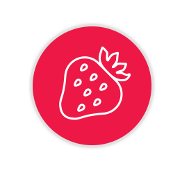 Flavor Producers - Flat-style strawberry icon used in Flavor Producers branded graphics.
