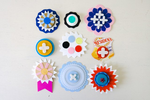 Pins made from reused plastic bottles and other things