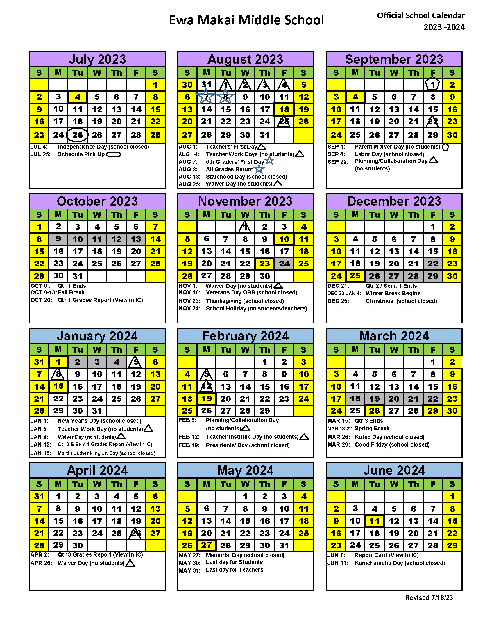 EMMS Calendar — Ewa Makai Middle School