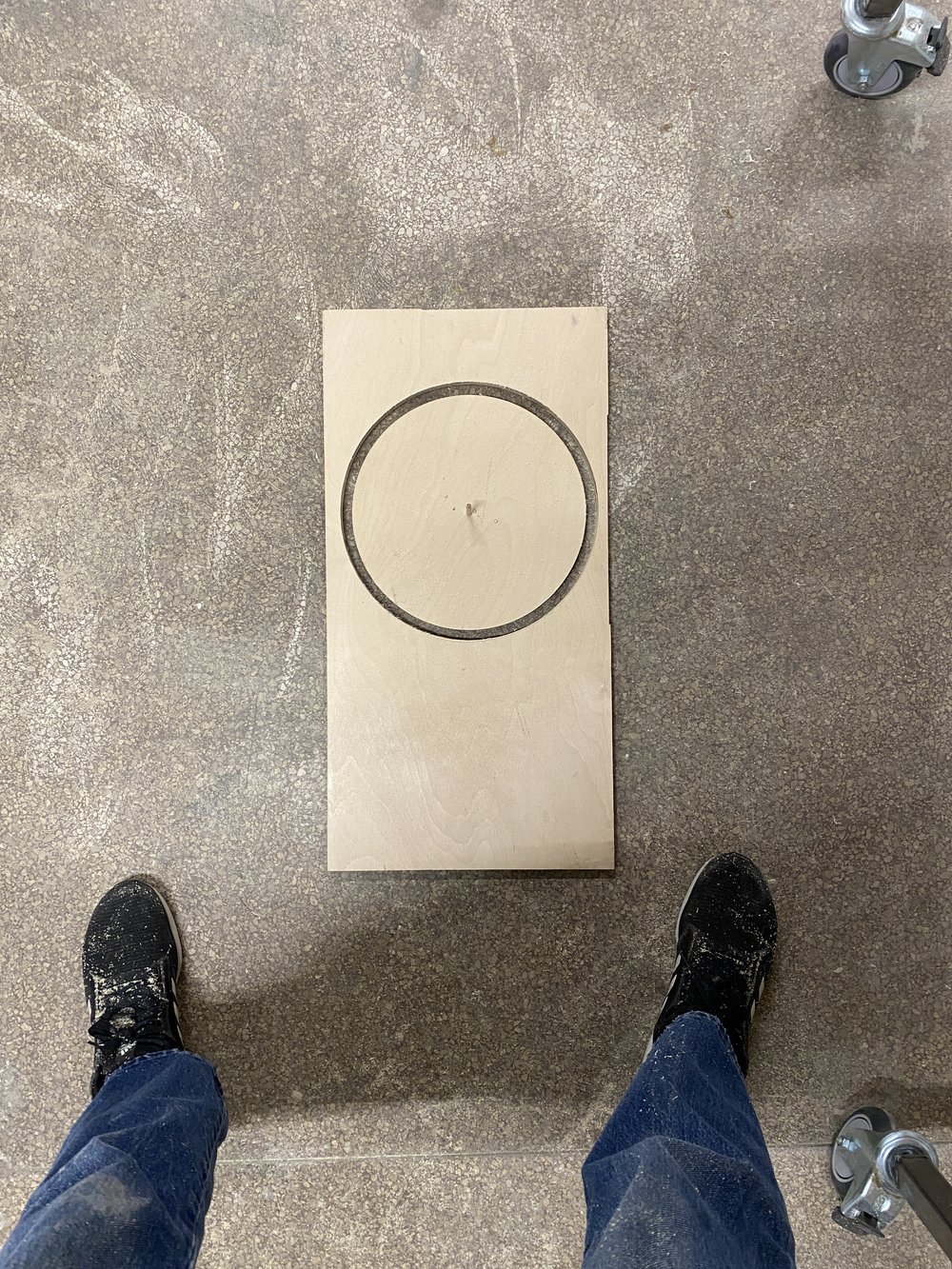 Circle cut out of wood panel