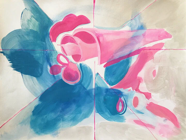 Shell Sounds, acrylic and pencil on watercolor paper, 18" x 24," Sold.