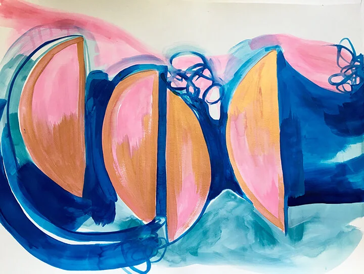 Sails of Love, acrylic and pencil on watercolor paper, 18" x 24," $145.