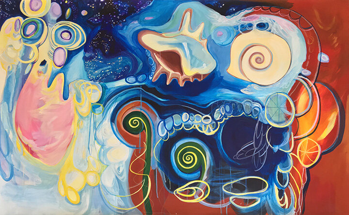 Balance, oil and acrylic on canvas, 36" x 60," $1,865.