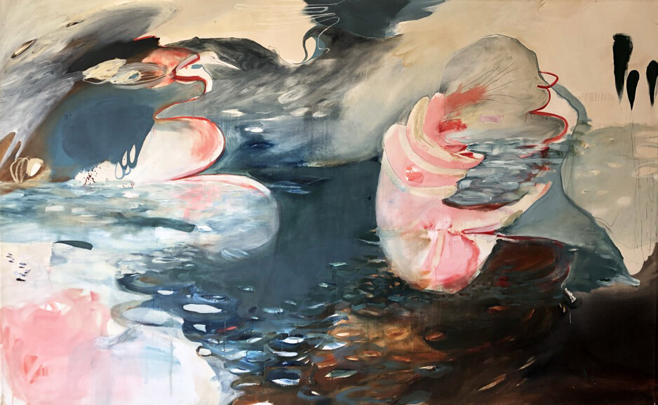 Ode to the Gulf, oil and pencil on canvas, 62.5" x 103," Sold.