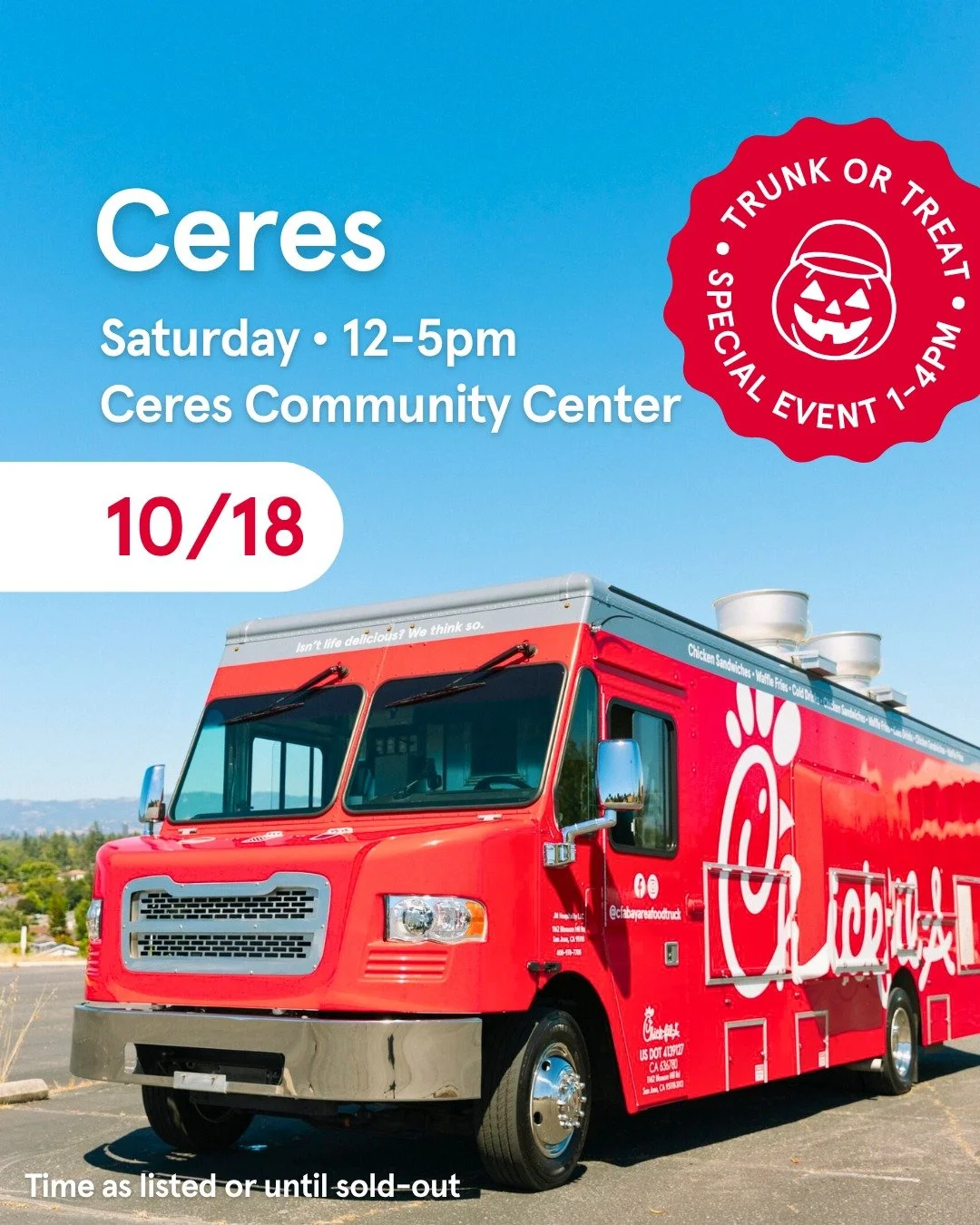We're excited to join the festivities in Ceres for the annual Trunk or Treat 👻 The event runs from 1-4pm at Whitmore Park and we will be at the Community Center from 12-5pm (or until sold-out). Looking forward to seeing you all there, Ceres! 🎃
...