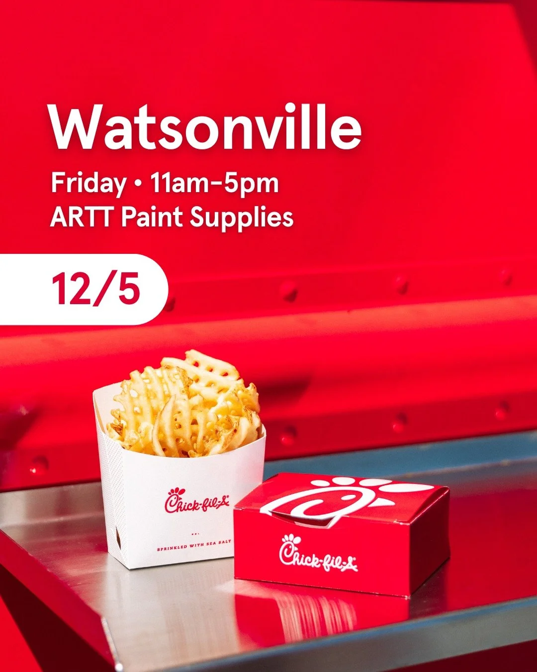 Friday &bull; 12/5 | 11am - 5pm
ARTT Paint Supplies
240 Airport Blvd, Freedom, CA 95019