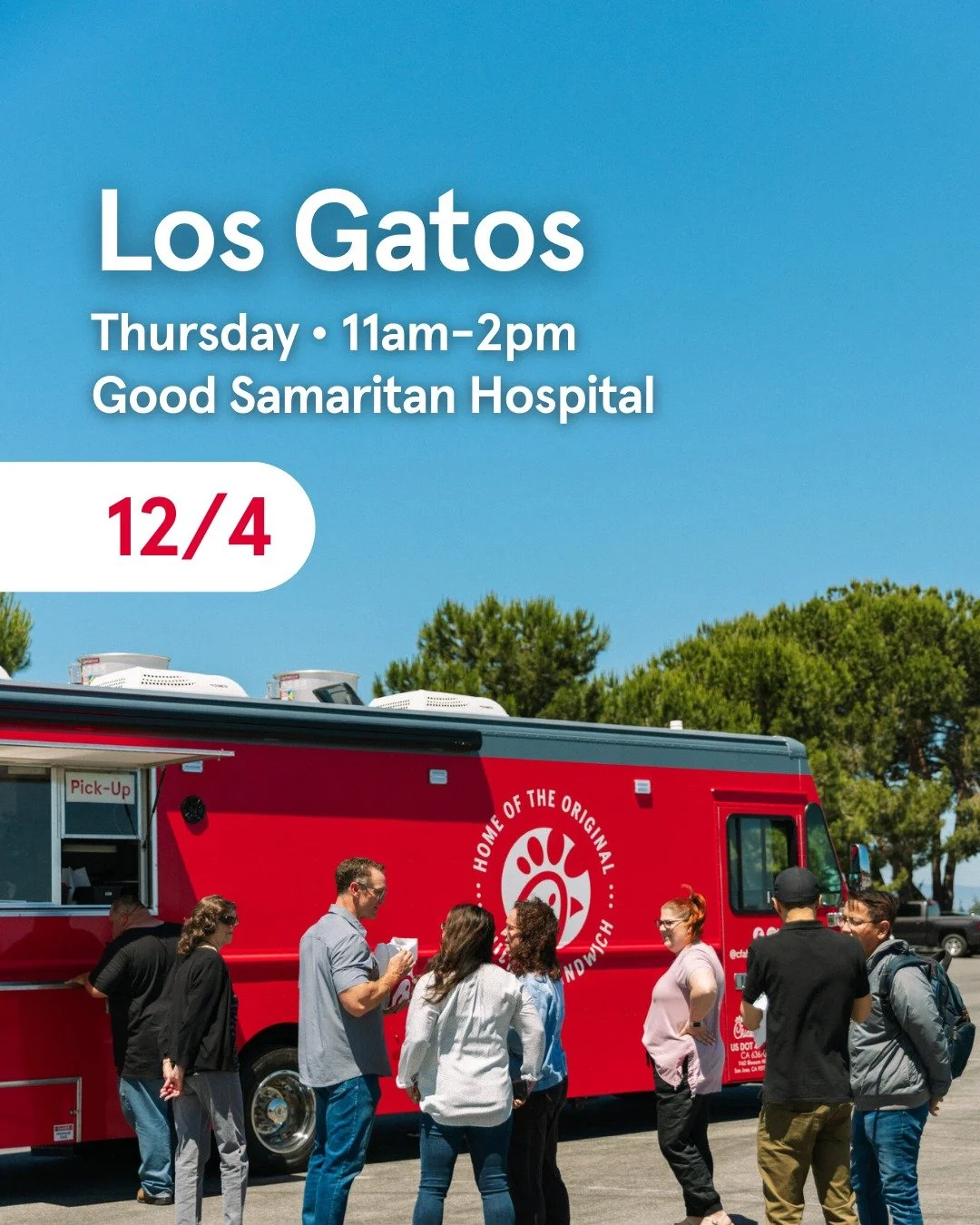 Thursday &bull; 12/4 | 11am - 2pm�
Good Samaritan Hospital�
2425 Samaritan Dr, San Jose, CA 95124
