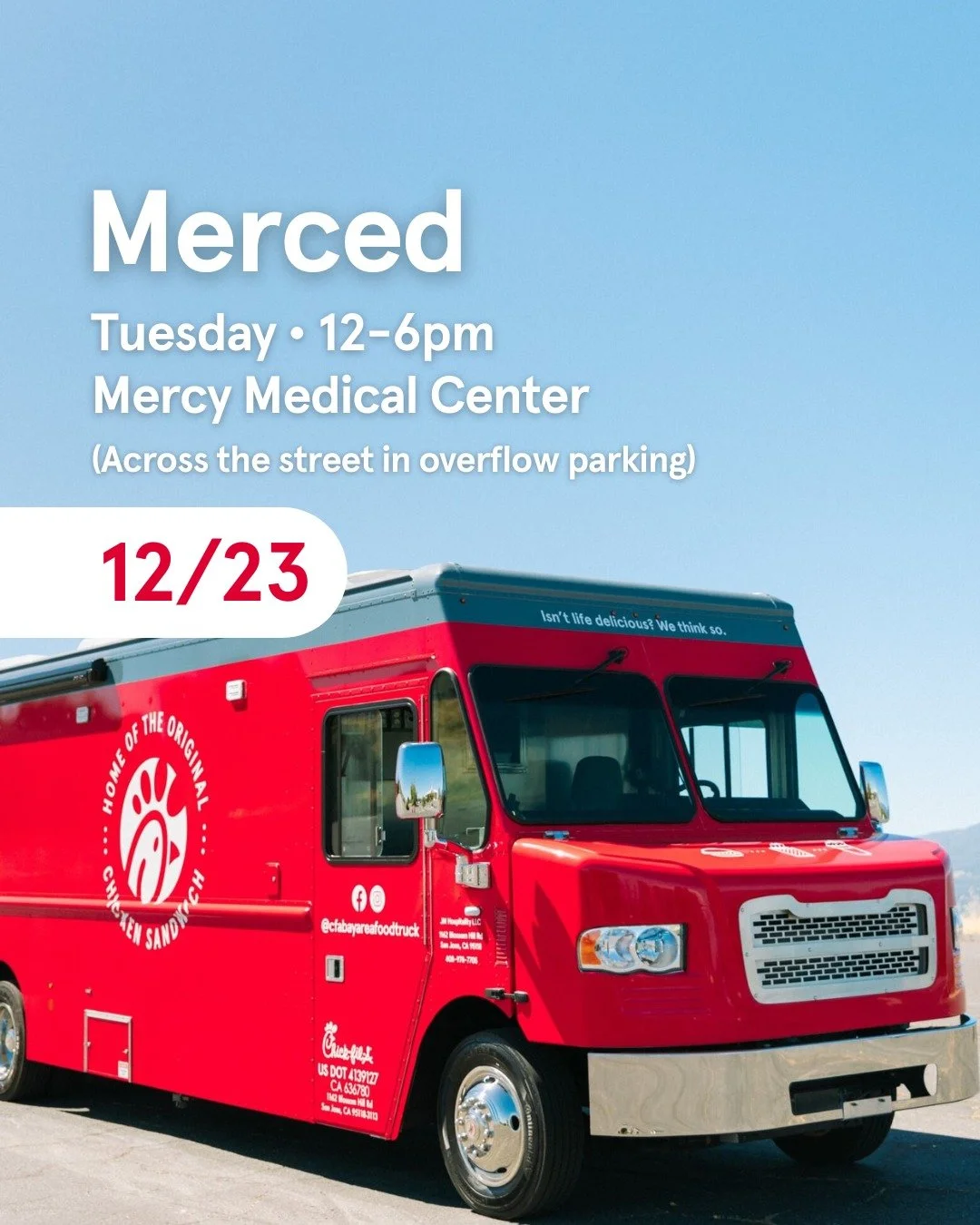 Come and see us for our last visit of the year, Merced. We're serving up your favorites 🫶
...
TUESDAY &bull; 12/23 | 12pm - 6pm
Dignity Health - Mercy Medical Center
*Time is as listed or until sold-out*

📍FIND US in the overflow parking lot across