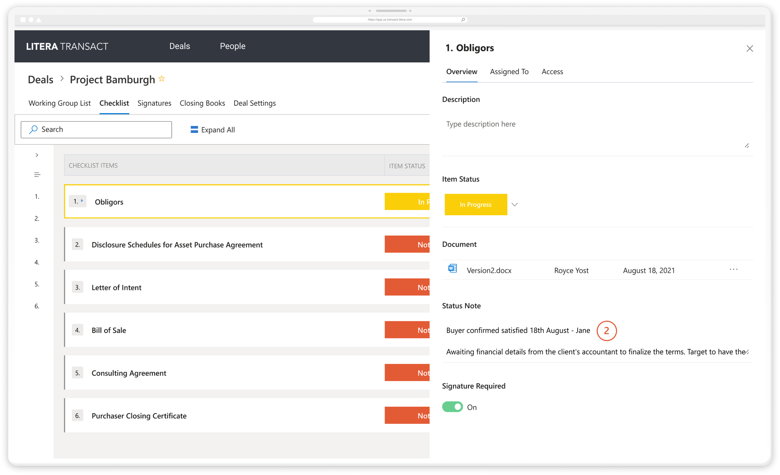 2. Any user with access to the deal would be able to edit this box freely.