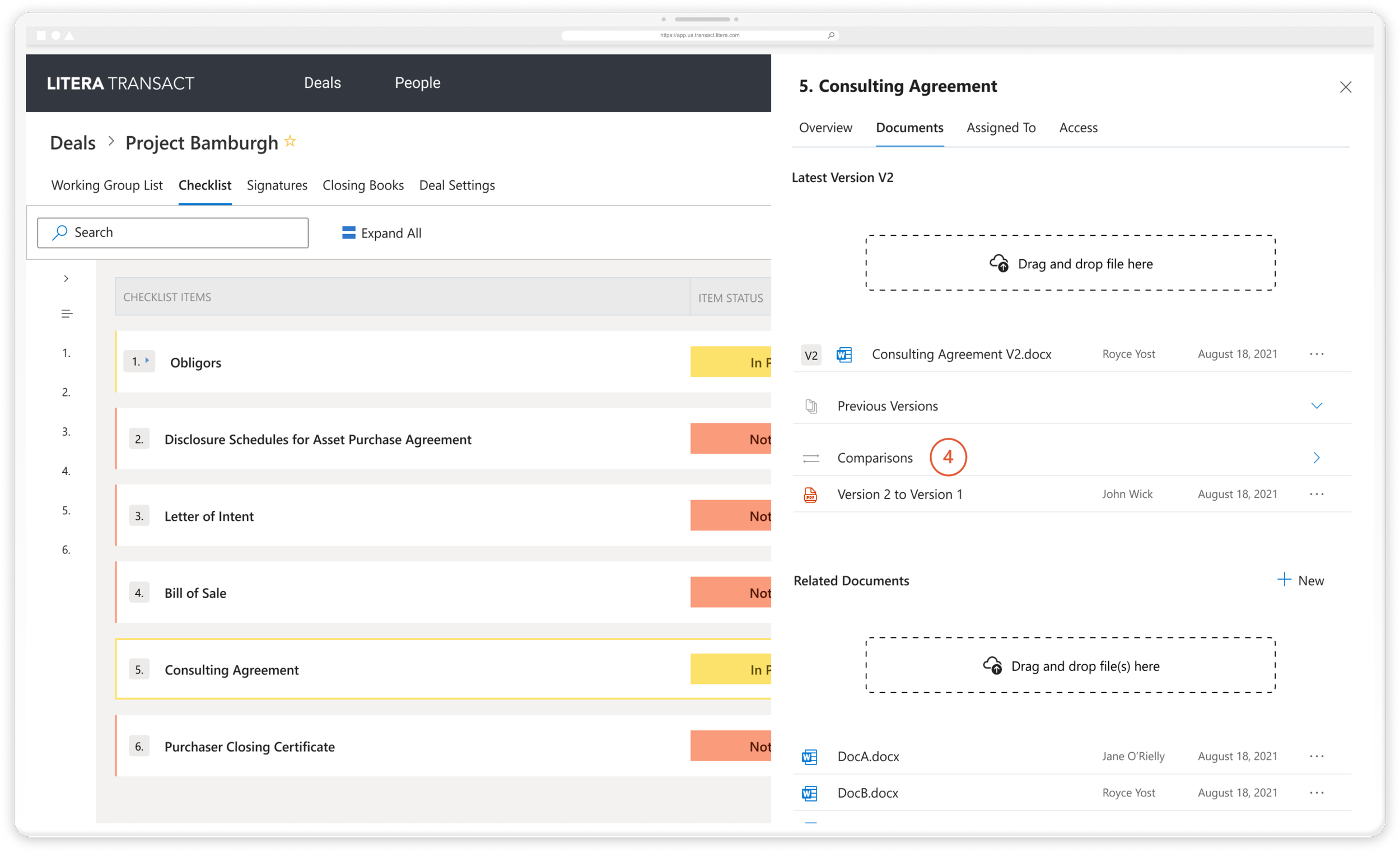 4. Comparisons now live in the Documents tabs for easy visibility