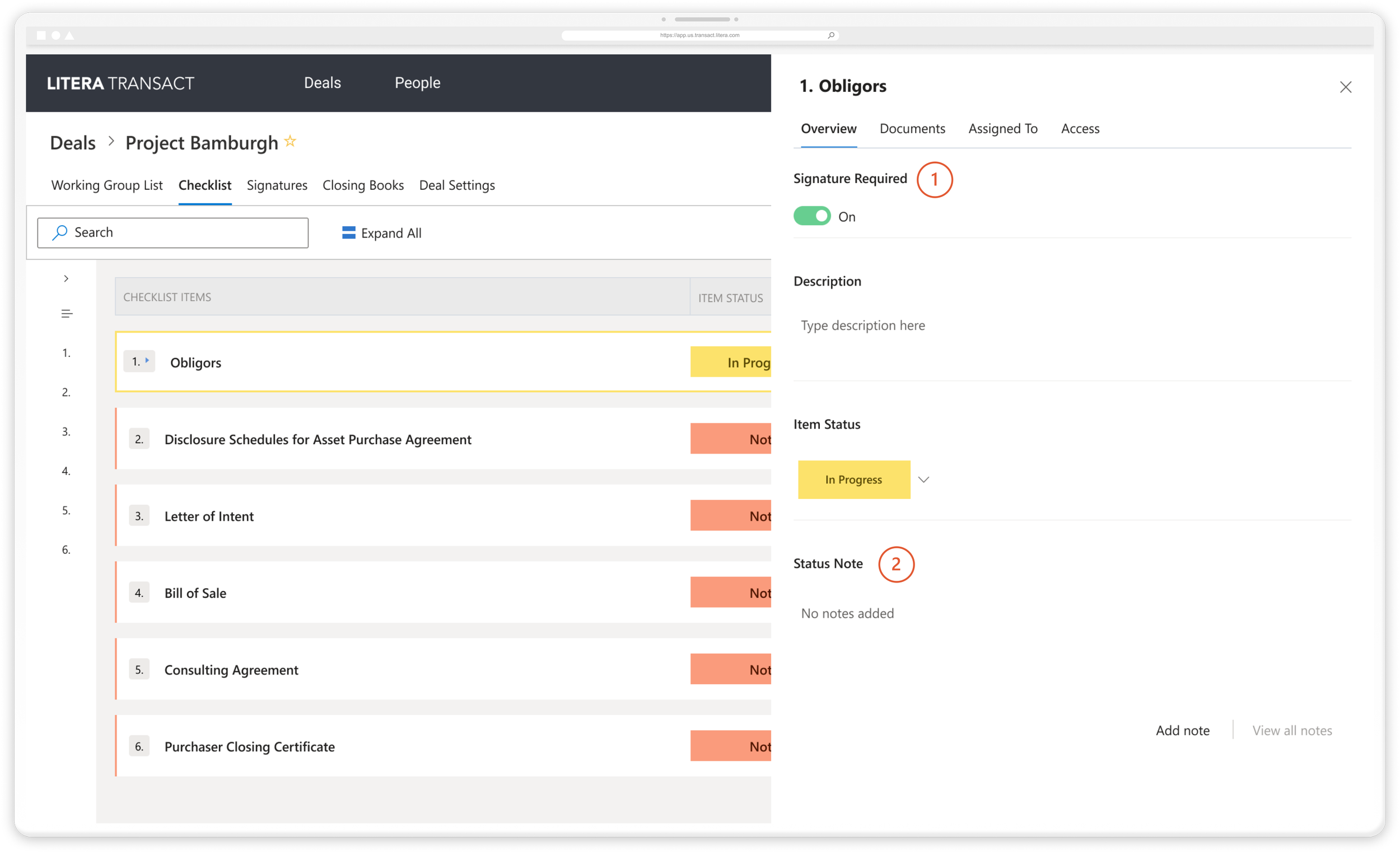 1. Repositioning the Signature toggle allowed for more visibility as the notes panel expanded

2. This new pattern enables a quick view of the most recent note and ability to navigate to previous ones as well as write a new one