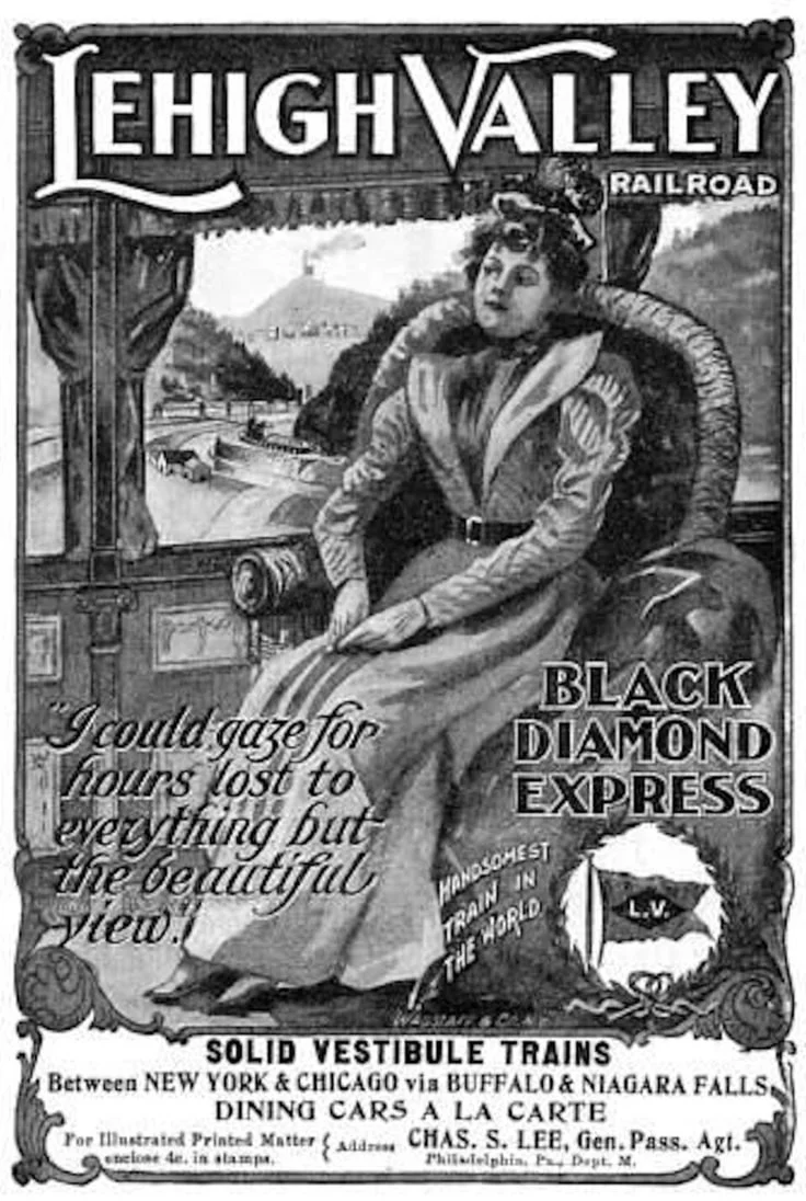 1921 - Lehigh Valley Railroad Black Diamond Ad - Allentown PA - Black Diamond (train) - Wikipedia.jpeg
